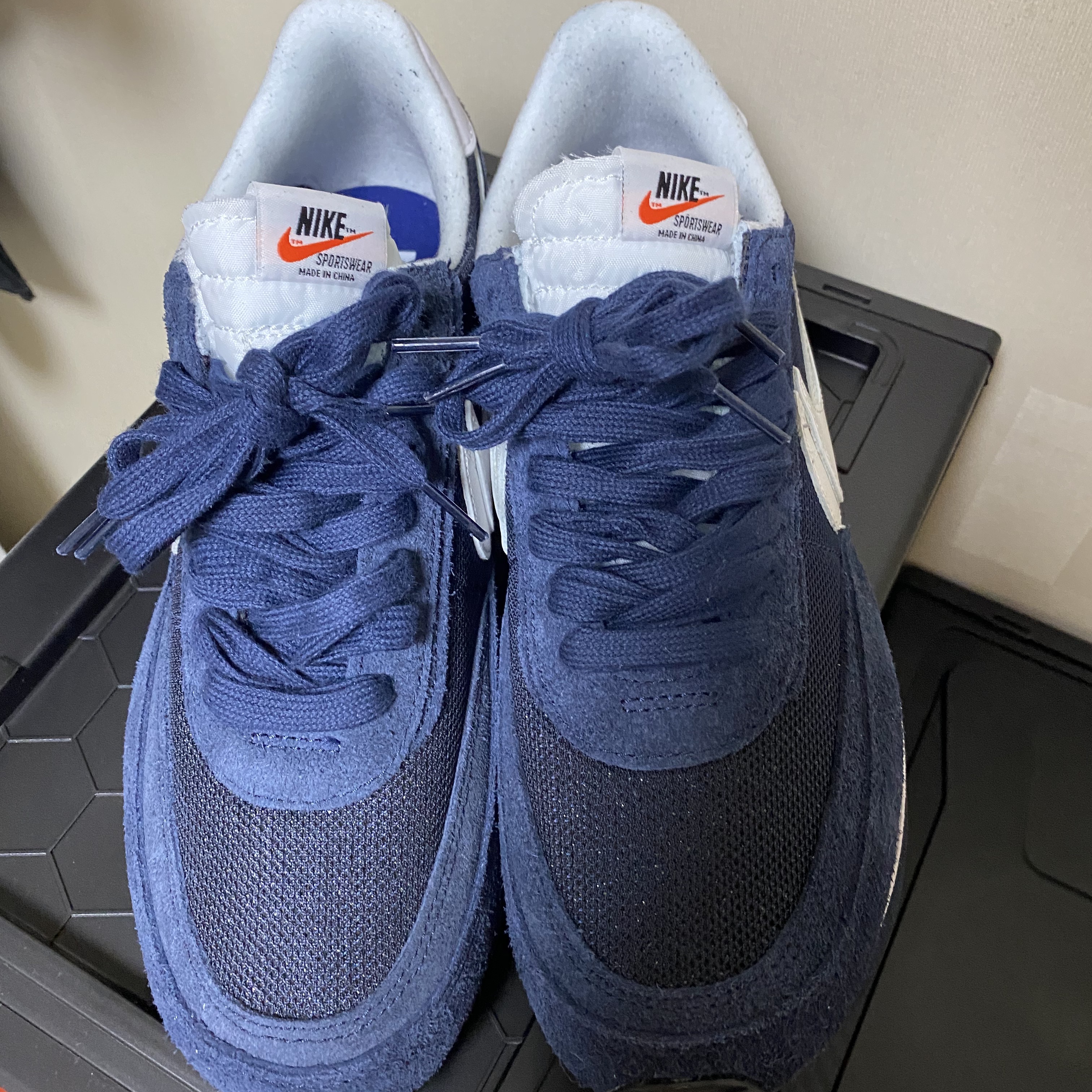 Nike x Sacai x Fragment LDWaffle Blackened Blue 착용 스타일 - 1