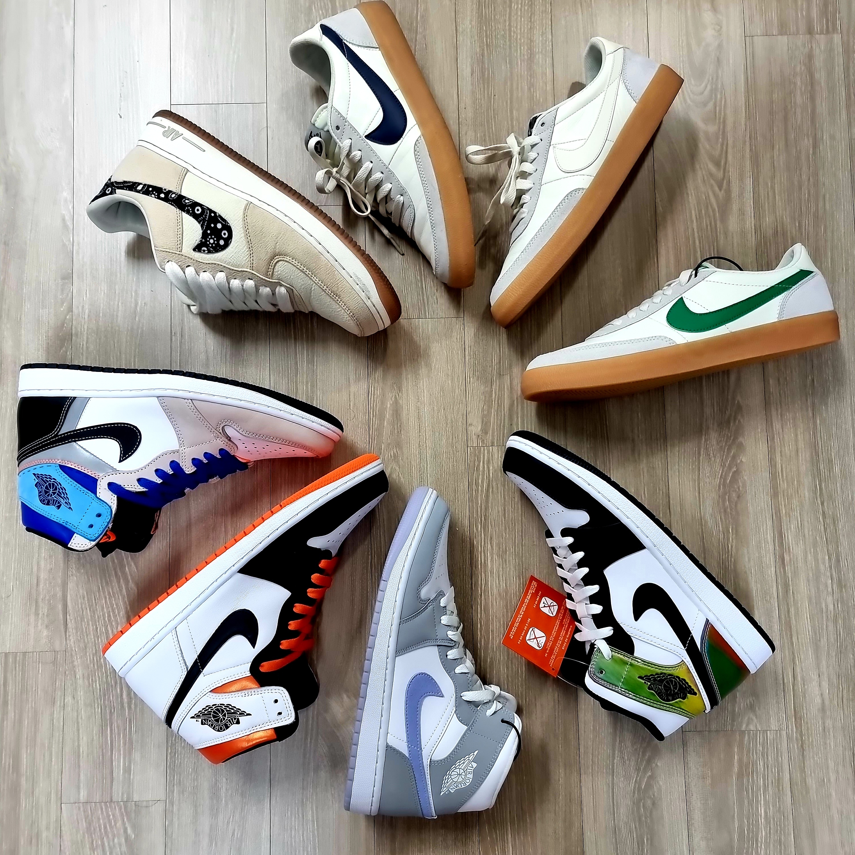 Nike x J.Crew Killshot 2 Lucid Green, (W) Jordan 1 Mid Wolf Grey 착용 스타일