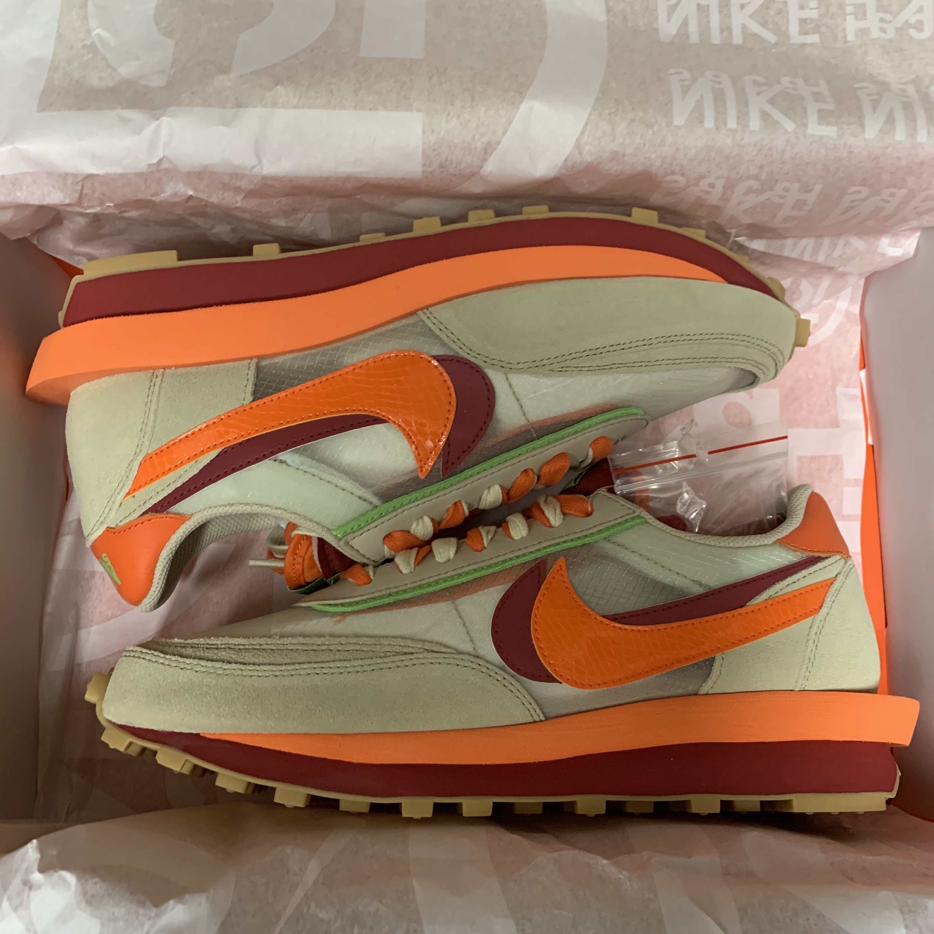 Nike x Sacai x Clot LDWaffle Orange Blaze 착용 스타일 - 1