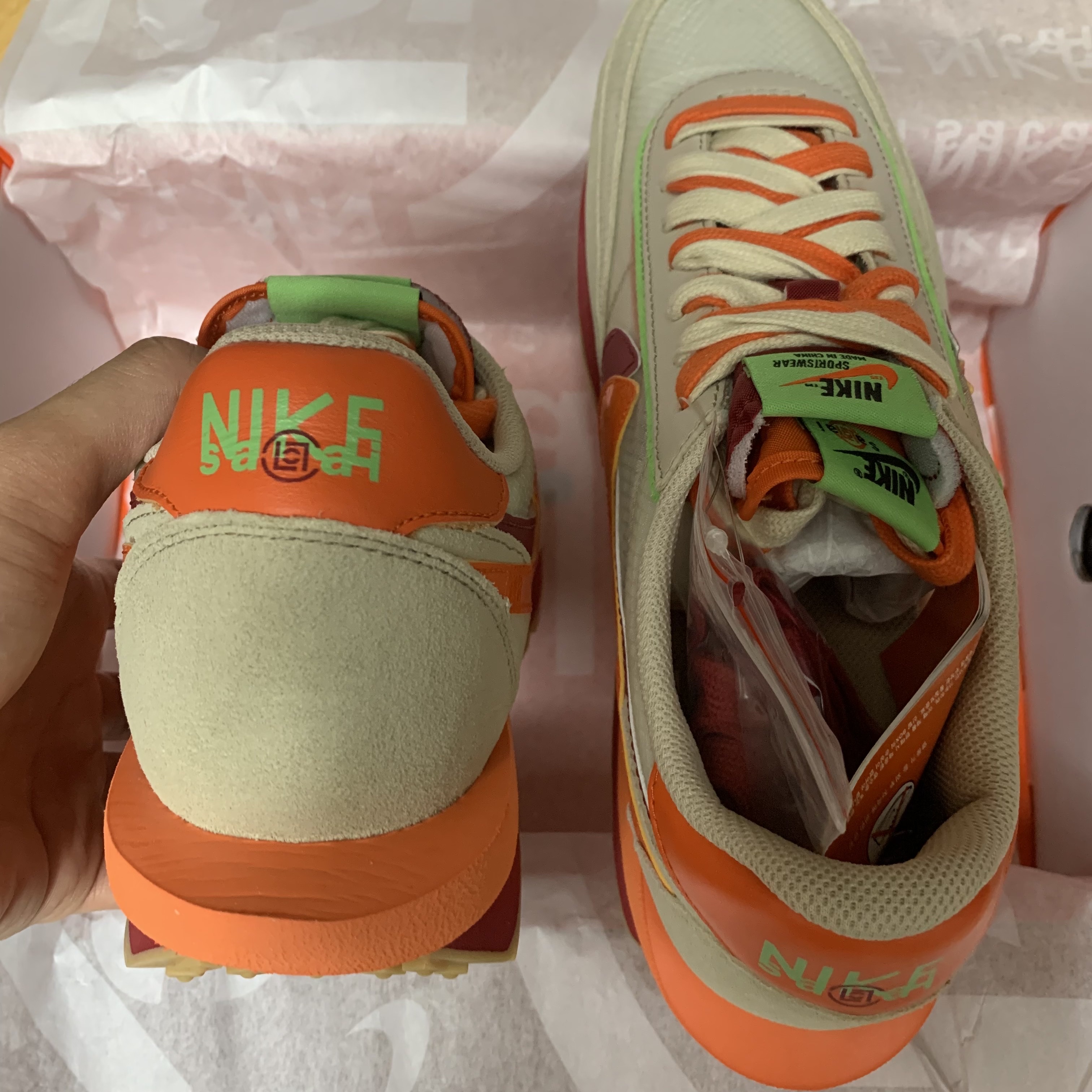 Nike x Sacai x Clot LDWaffle Orange Blaze 착용 스타일 - 2