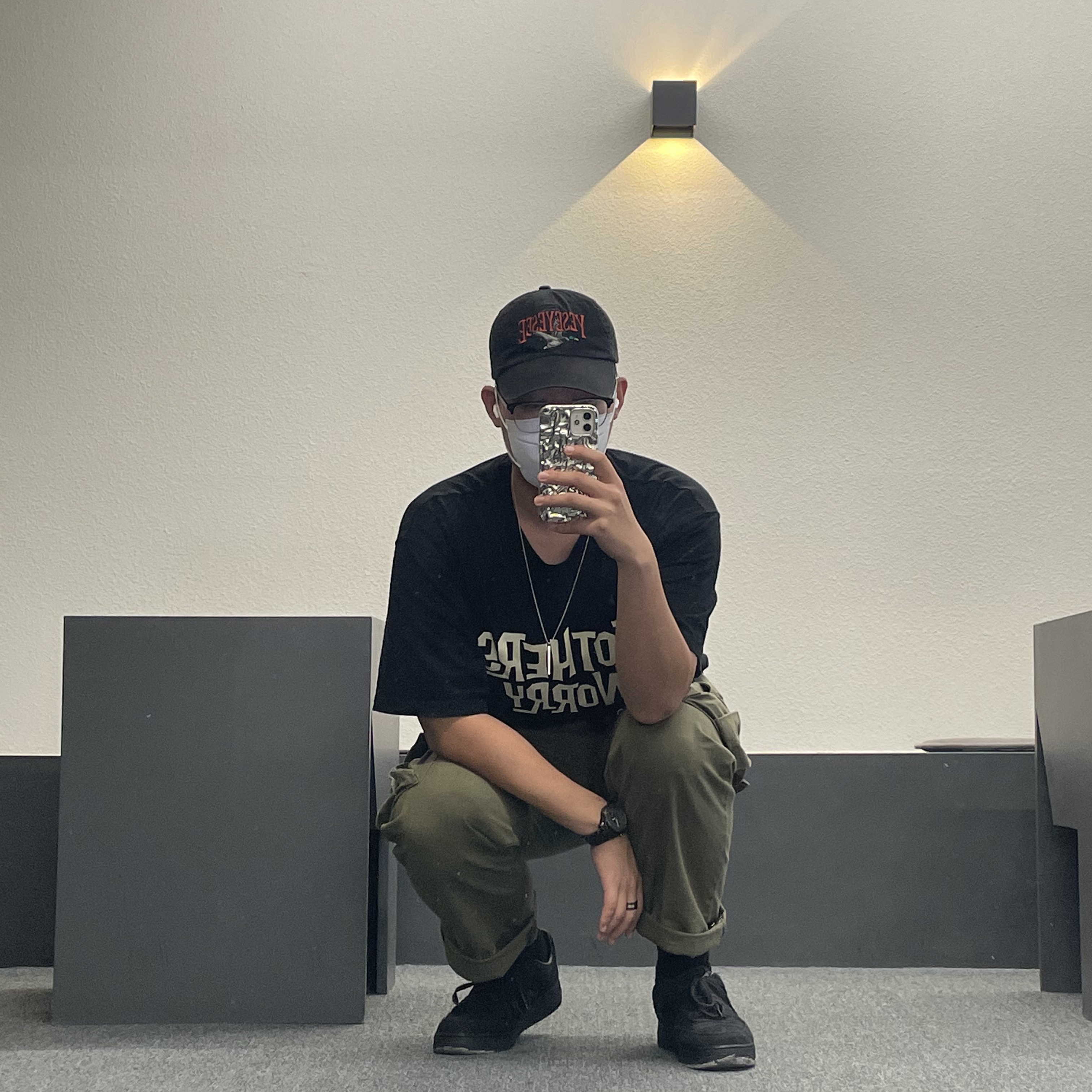 Nike x Stussy Air Force 1 Low Triple Black 착용 스타일