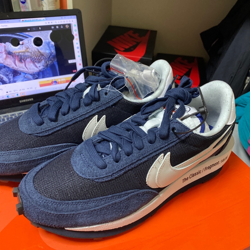 Nike x Sacai x Fragment LDWaffle Blackened Blue 착용 스타일 - 2