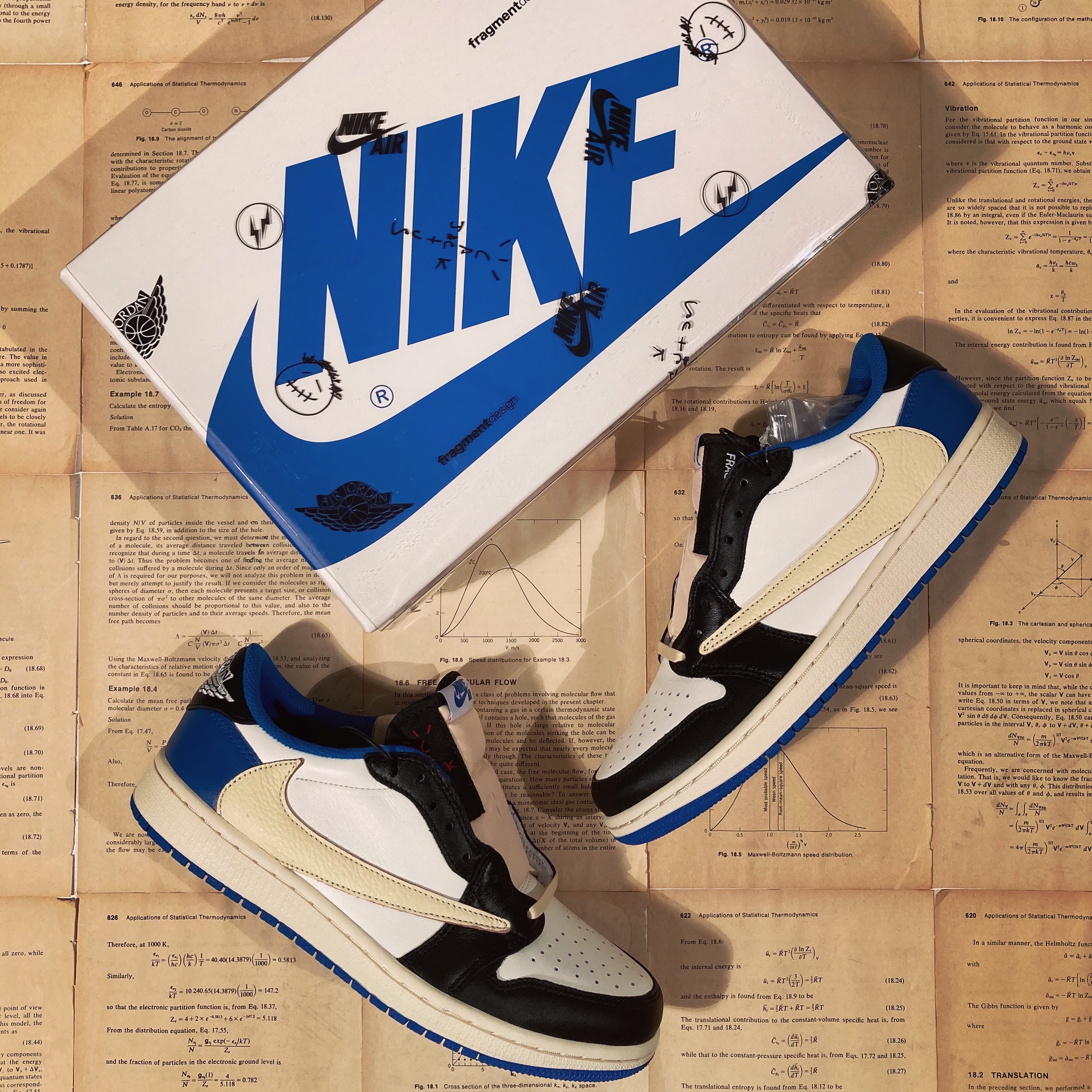 Jordan 1 x Travis Scott x Fragment Retro Low OG SP Military Blue 착용 스타일