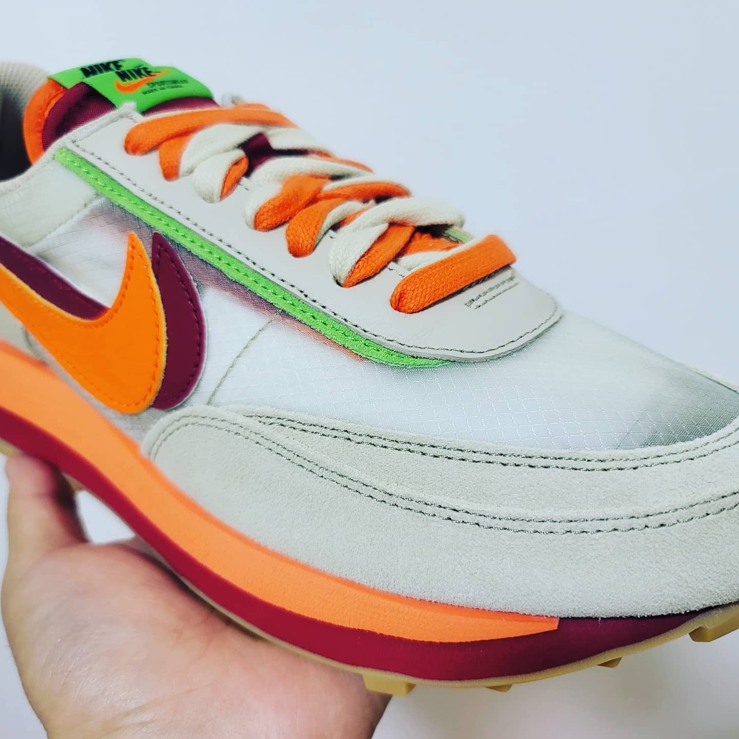 Nike x Sacai x Clot LDWaffle Orange Blaze 착용 스타일 - 2