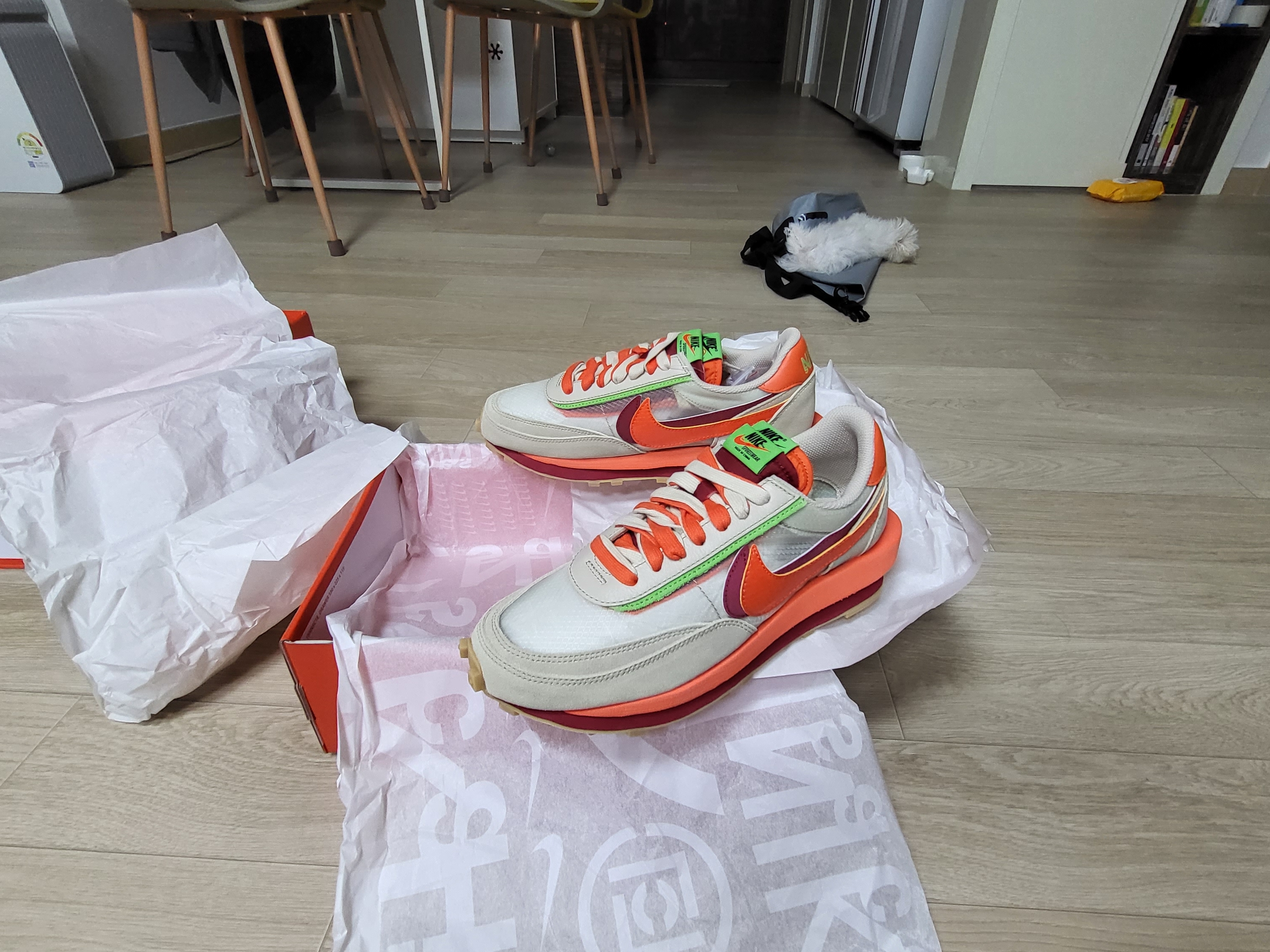 Nike x Sacai x Clot LDWaffle Orange Blaze 착용 스타일 - 1