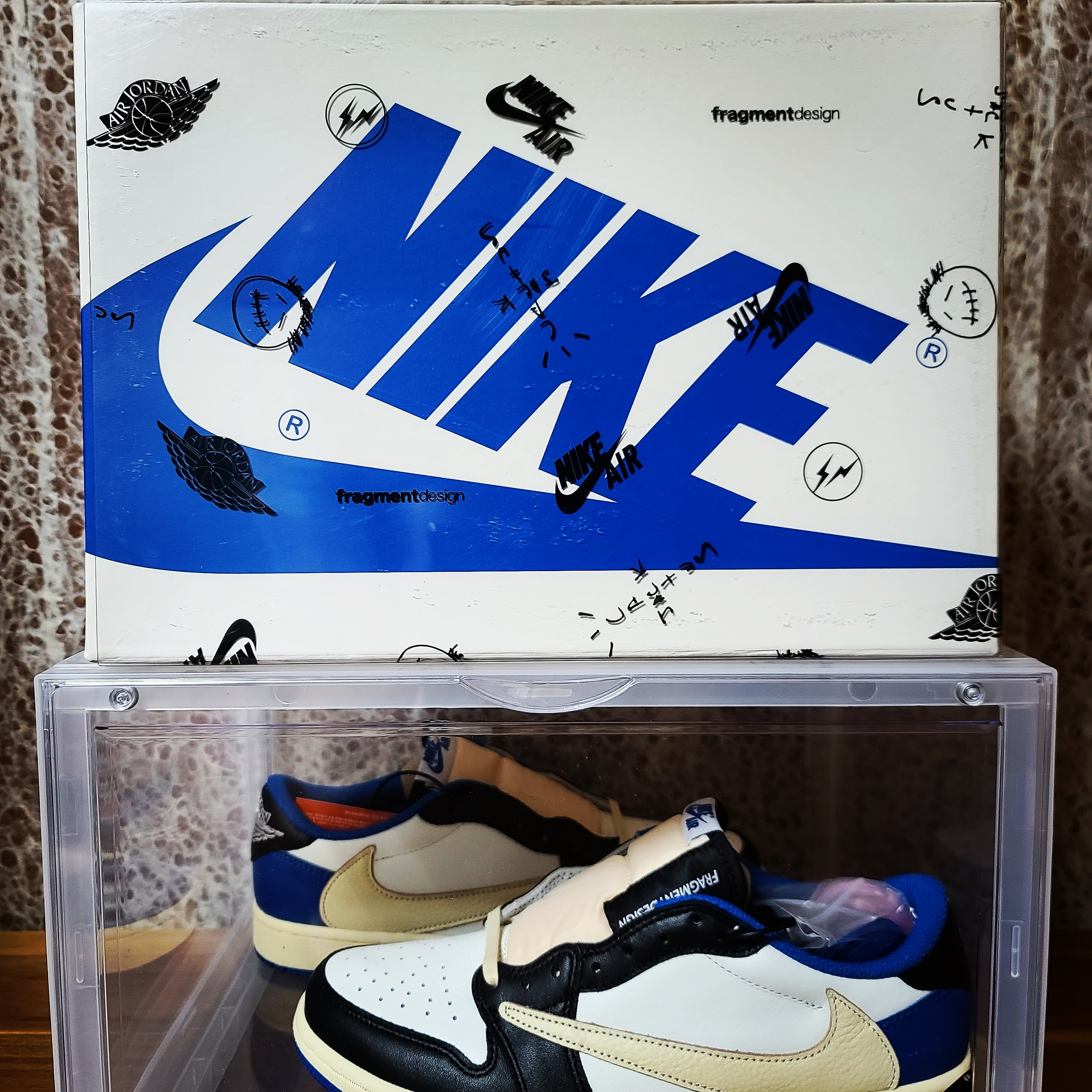 Jordan 1 x Travis Scott x Fragment Retro Low OG SP Military Blue 착용 스타일