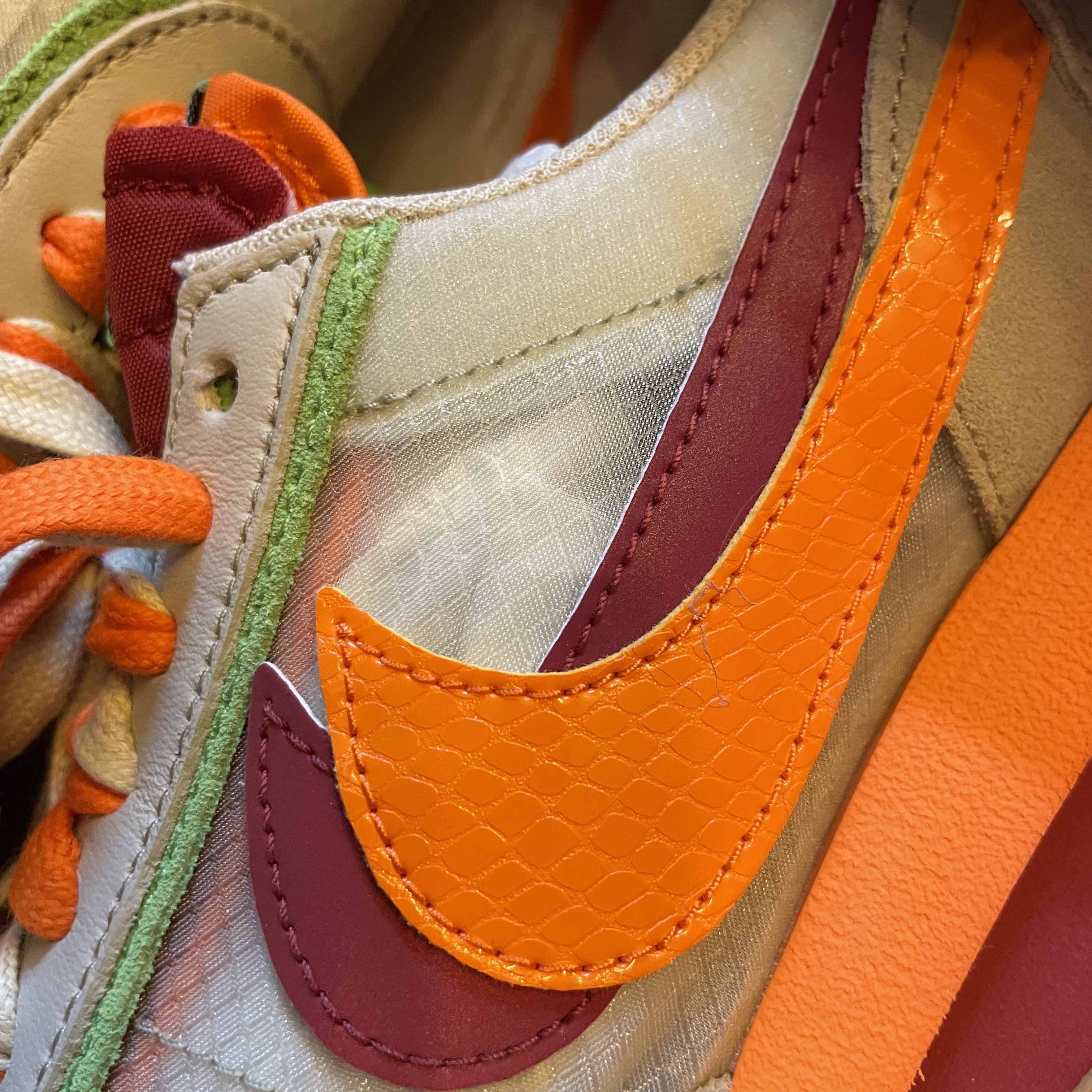 Nike x Sacai x Clot LDWaffle Orange Blaze 착용 스타일
