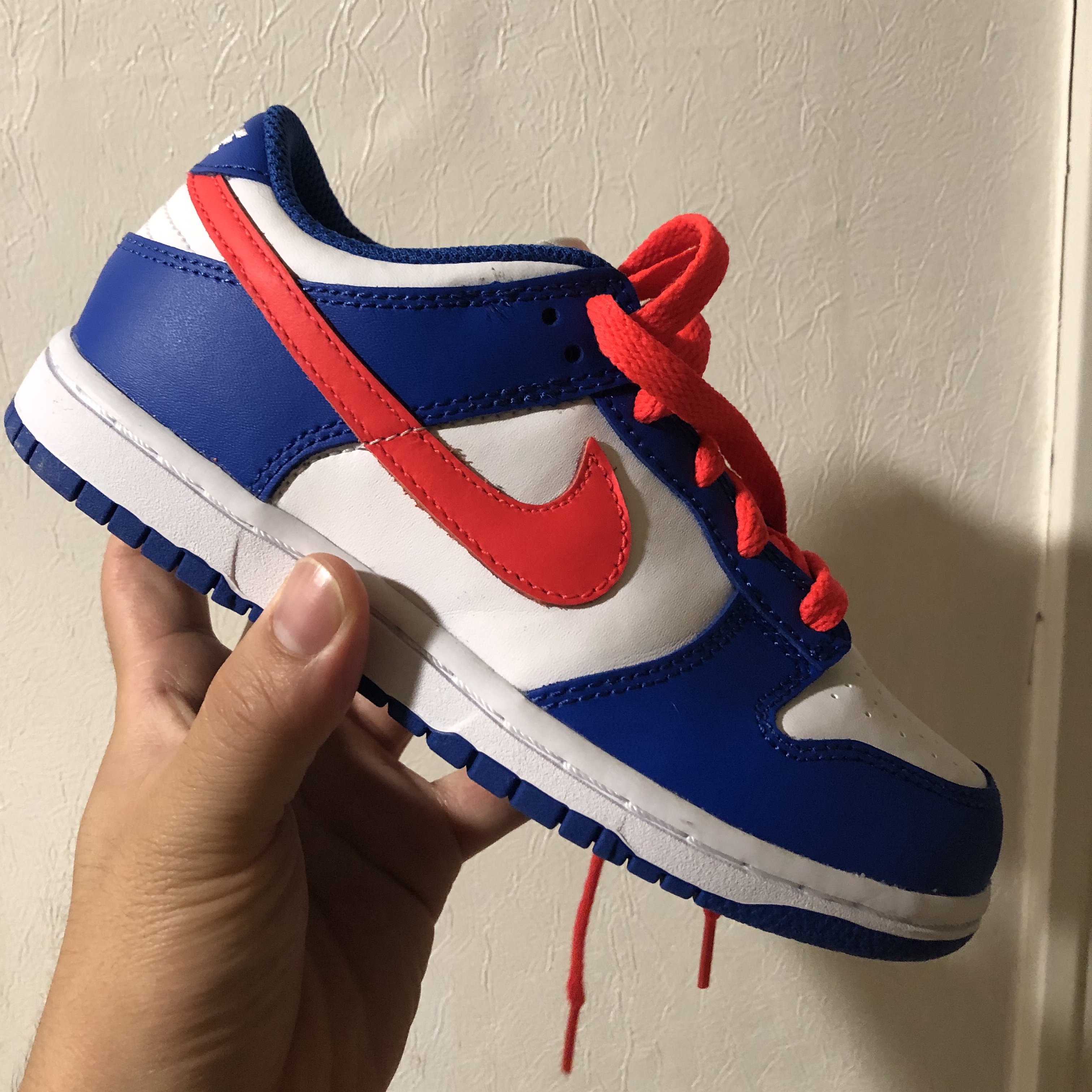 (PS) Nike Dunk Low Bright Crimson Game Royal 착용 스타일 - 1