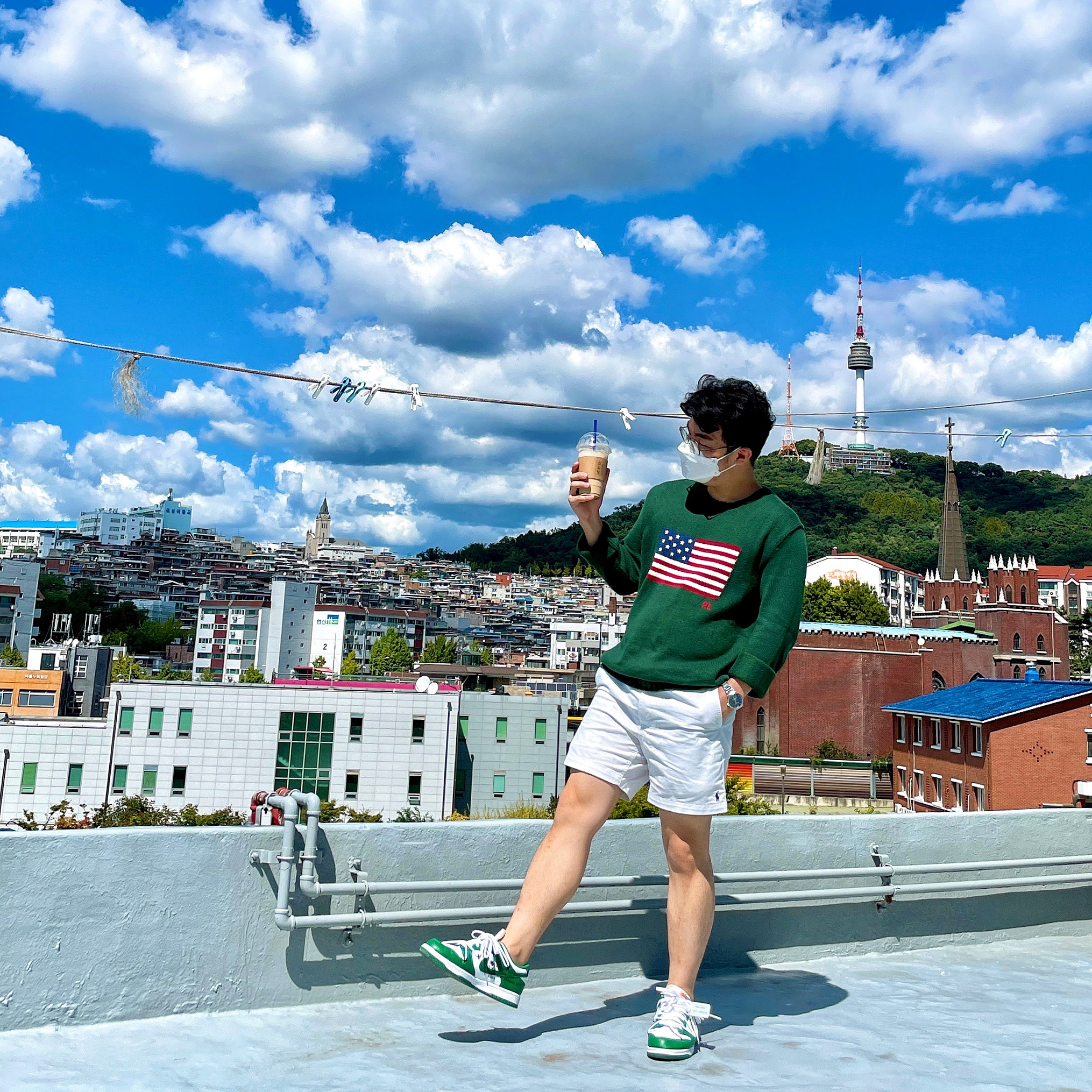 Nike x Off-White Dunk Low Pine Green 착용 스타일