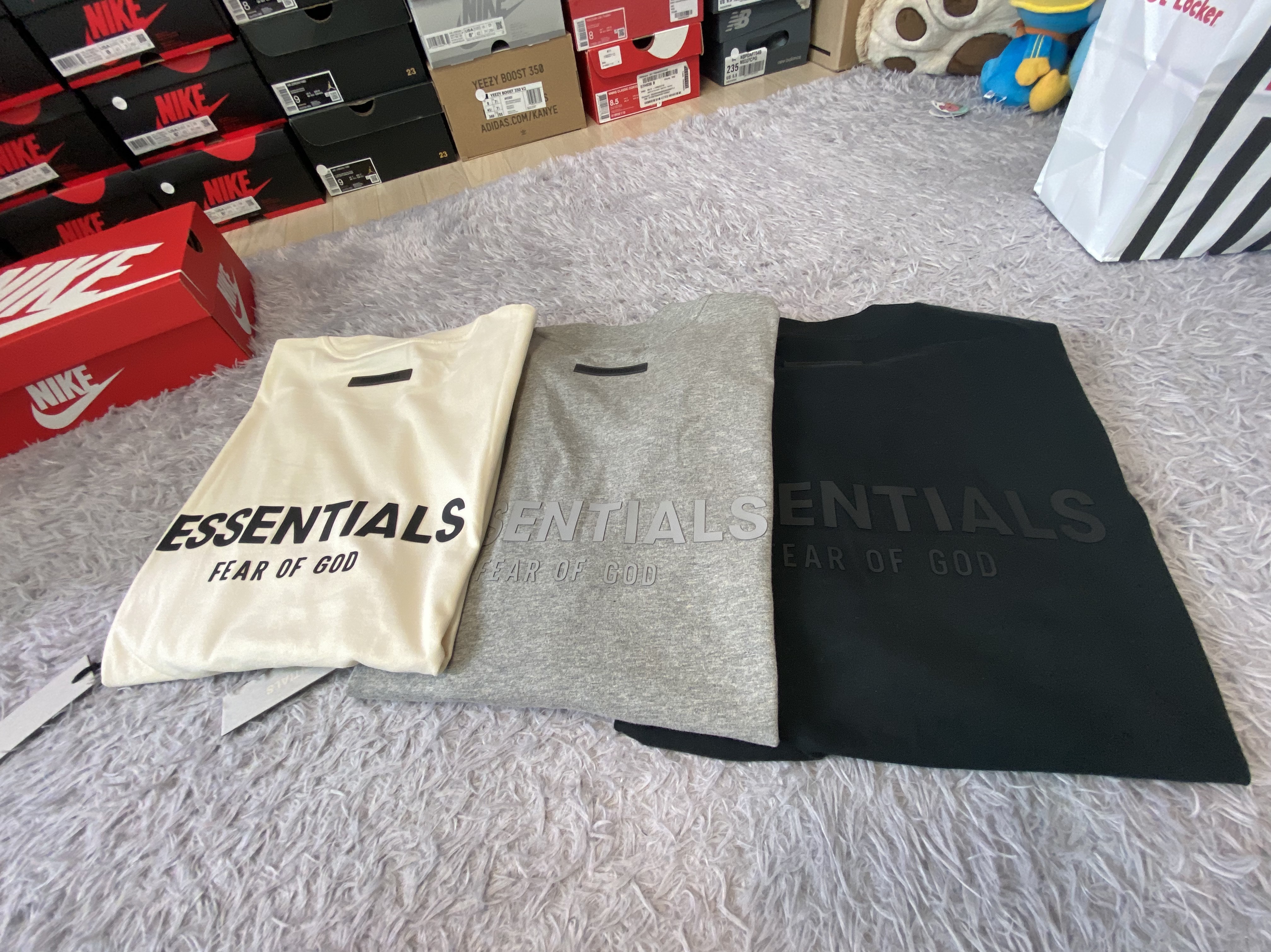 Essentials Long Sleeve T-Shirt Cream - 21SS, Essentials Long Sleeve T-Shirt Heather Oatmeal - 21SS 착용 스타일