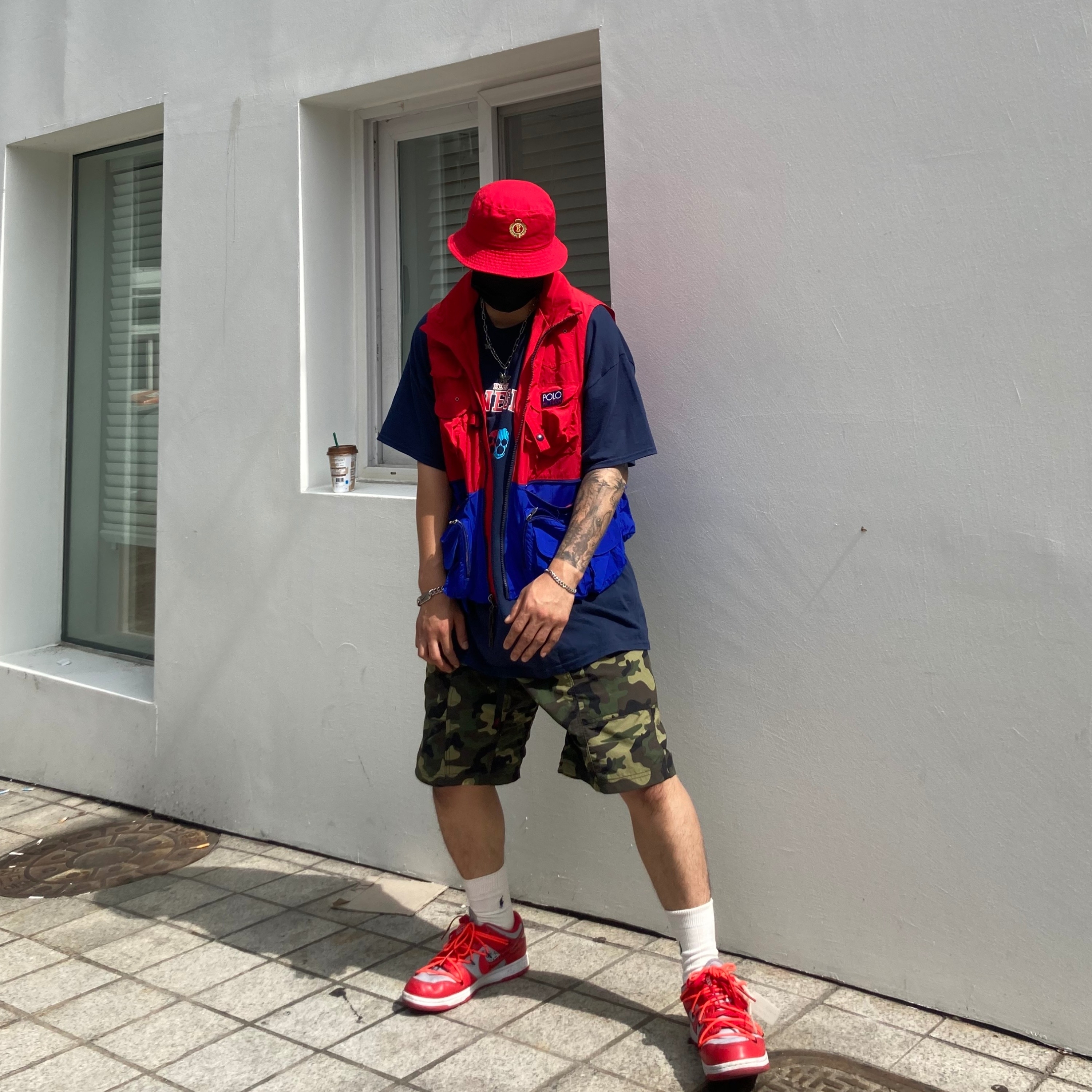 Nike x Off-White Dunk Low University Red 착용 스타일 - 1