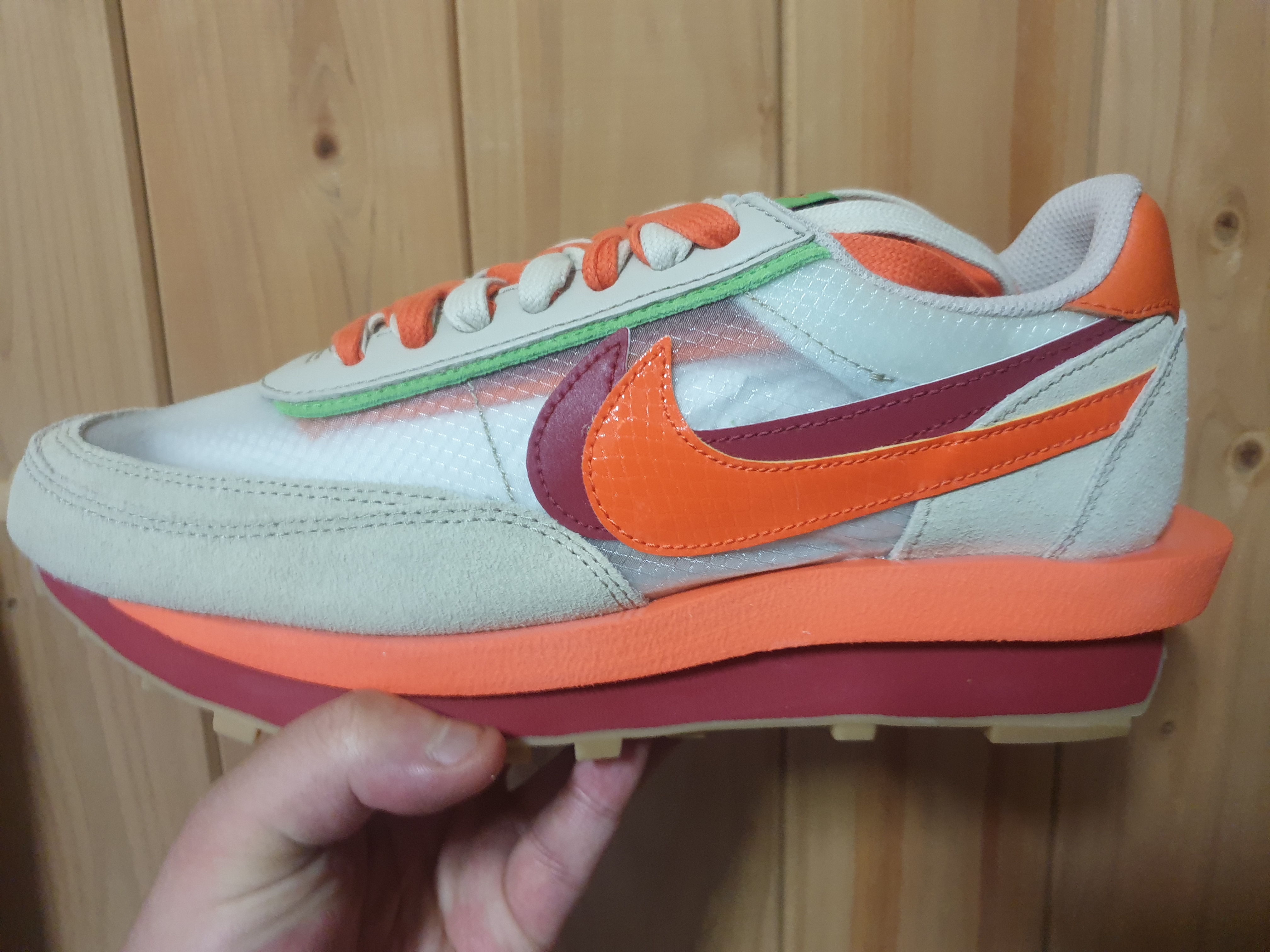 Nike x Sacai x Clot LDWaffle Orange Blaze 착용 스타일