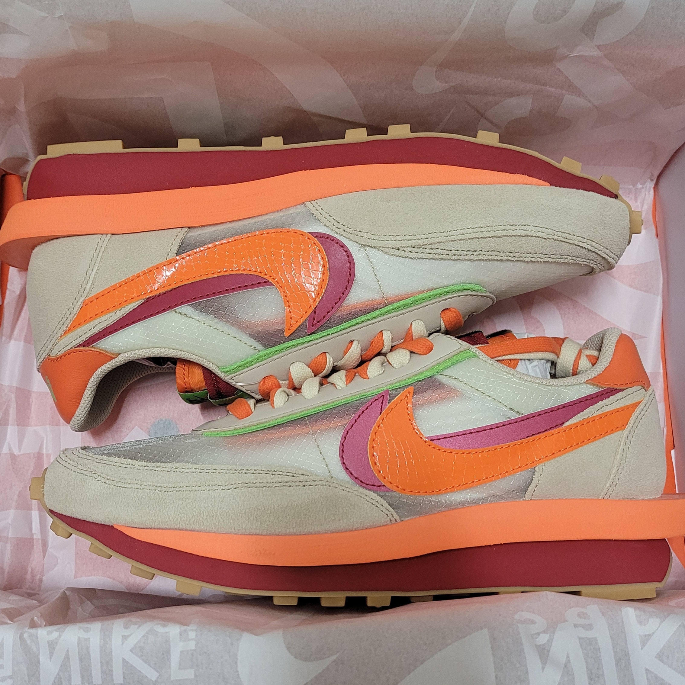 Nike x Sacai x Clot LDWaffle Orange Blaze 착용 스타일 - 1