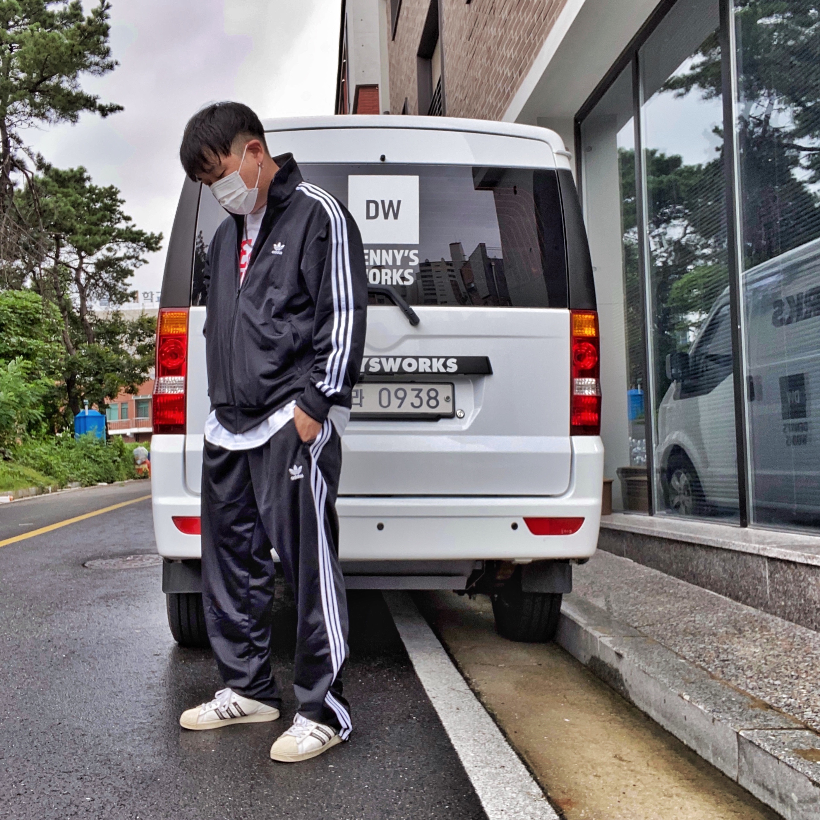Adidas x Human Made Superstar White Black 착용 스타일
