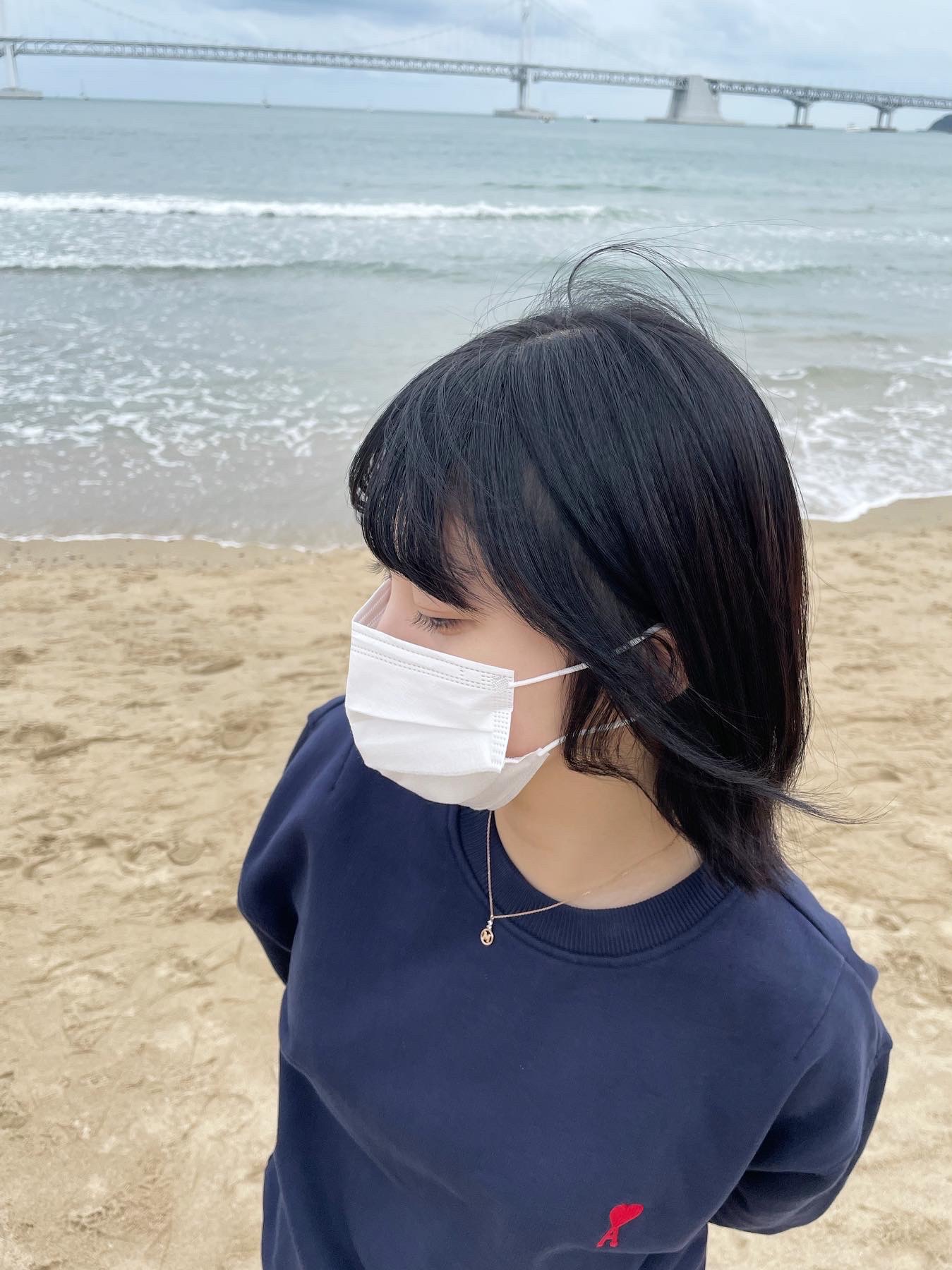 AMI de Coeur Sweatshirt Navy Marine - 21SS 착용 스타일 - 2