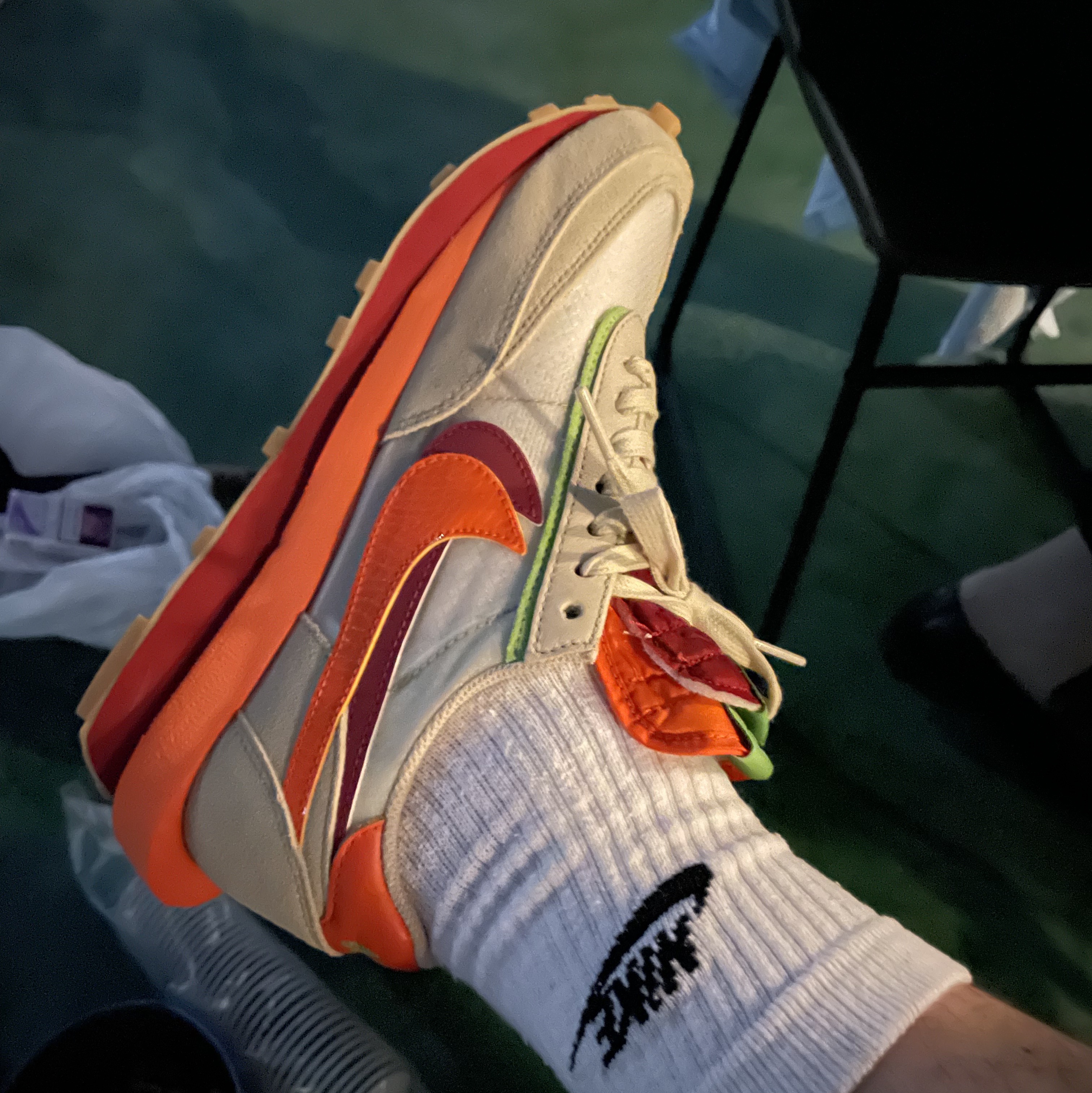 Nike x Sacai x Clot LDWaffle Orange Blaze 착용 스타일