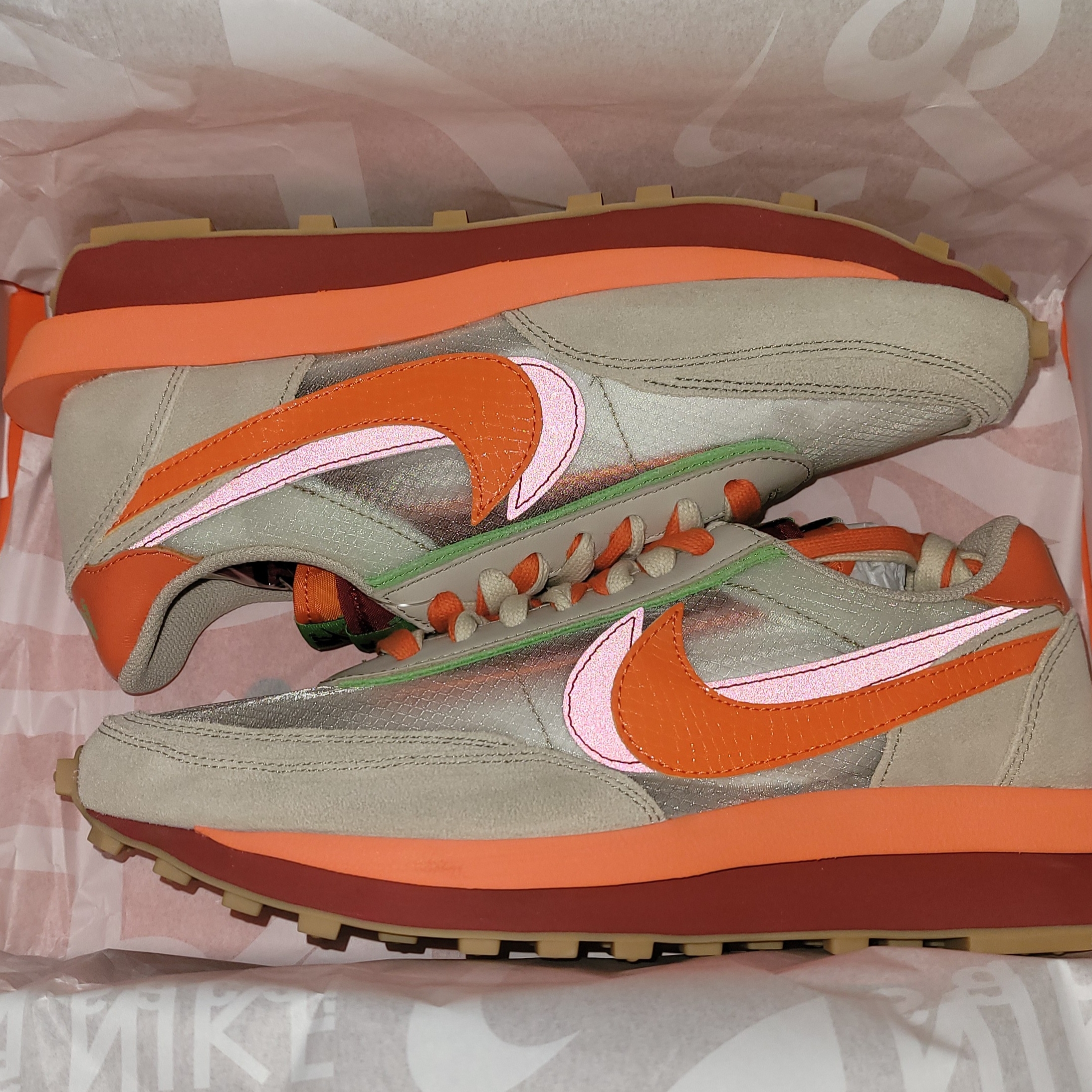 Nike x Sacai x Clot LDWaffle Orange Blaze 착용 스타일 - 2