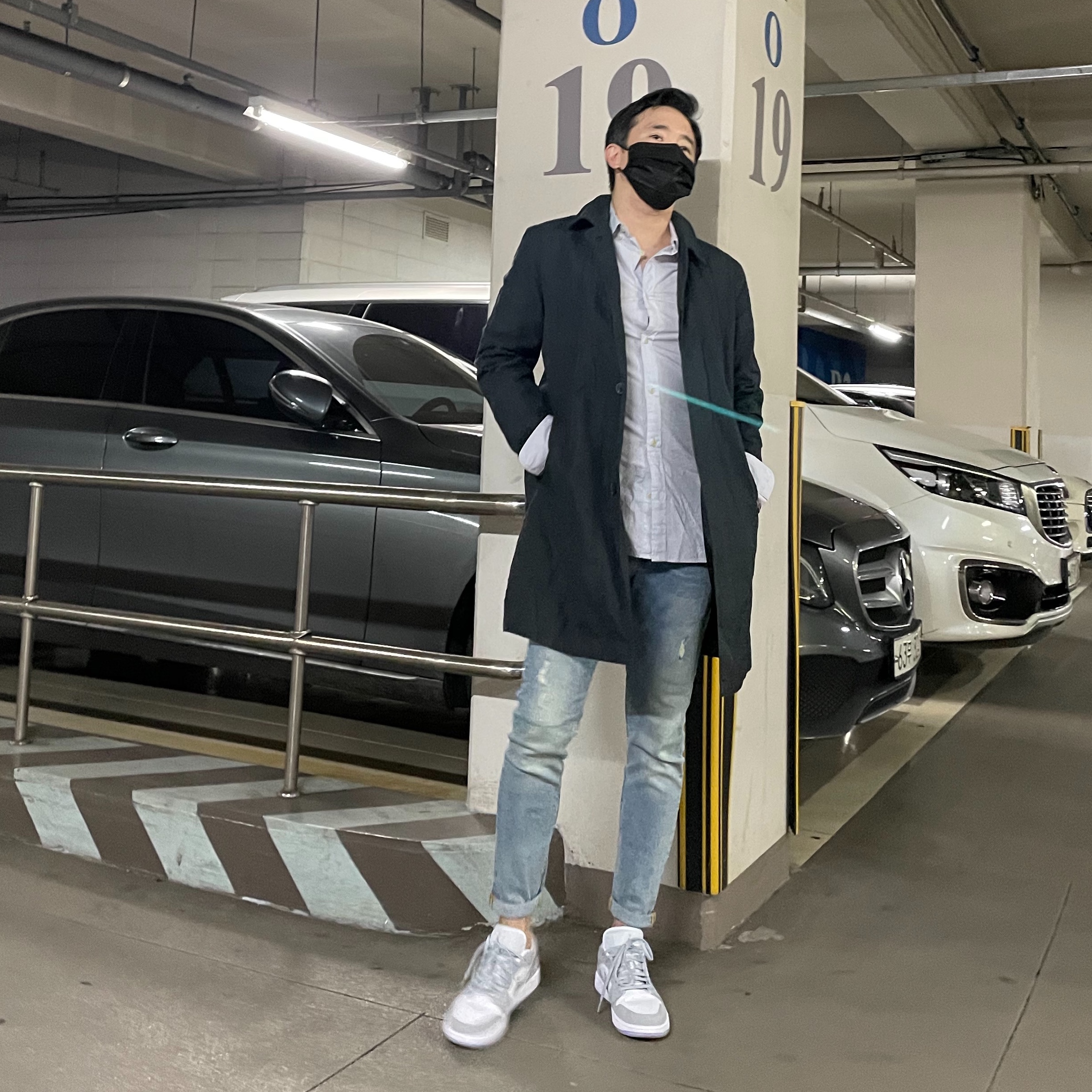 (W) Jordan 1 Low White Wolf Grey 착용 스타일 - 2