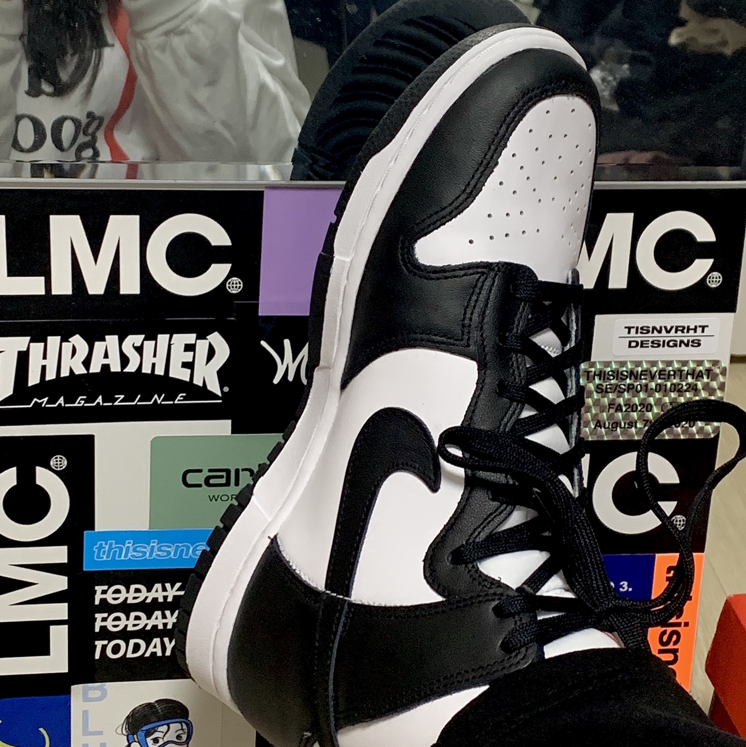 (W) Nike Dunk High Black and White, Nike Dunk High Retro Championship White 착용 스타일 - 2