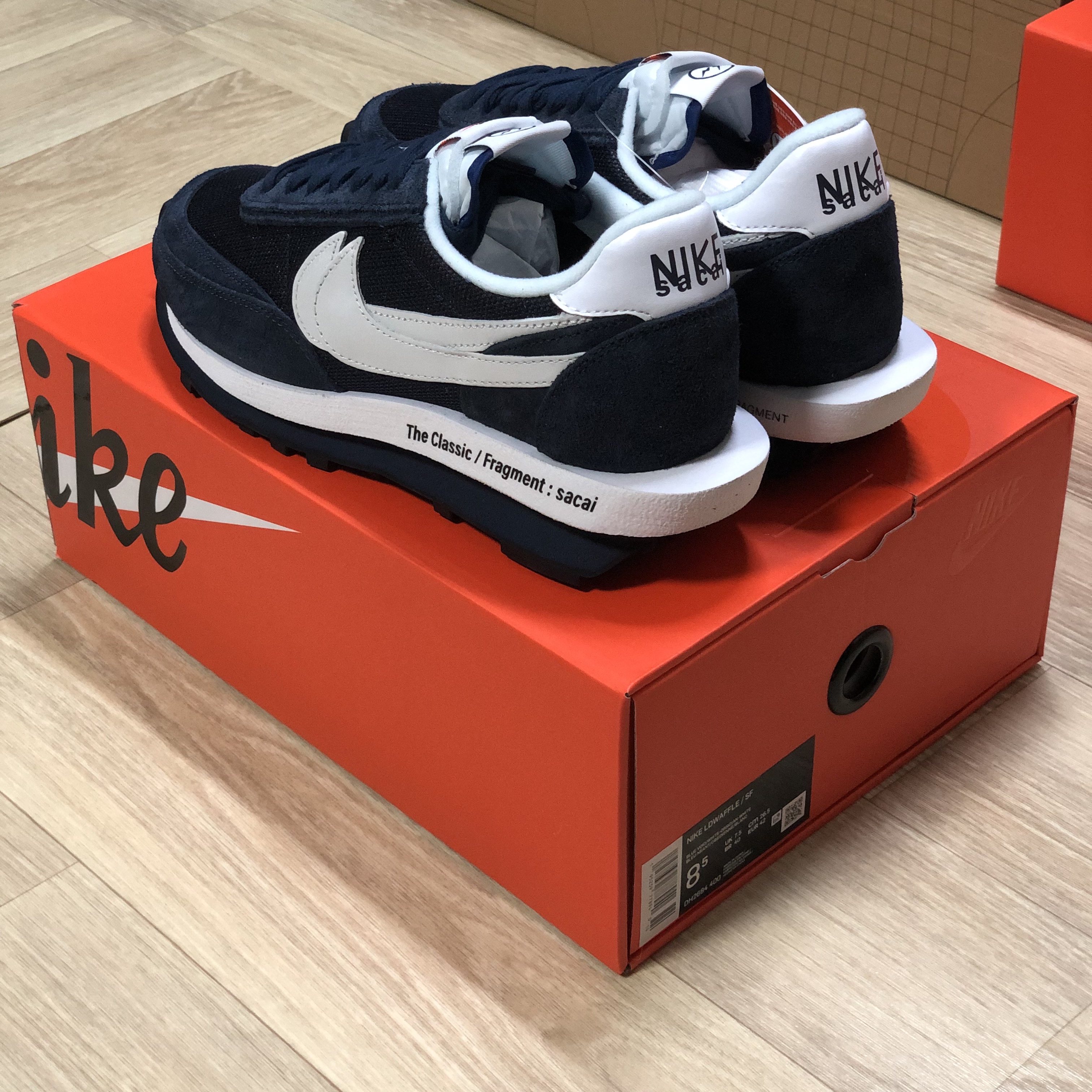 Nike x Sacai x Fragment LDWaffle Blackened Blue 착용 스타일 - 3