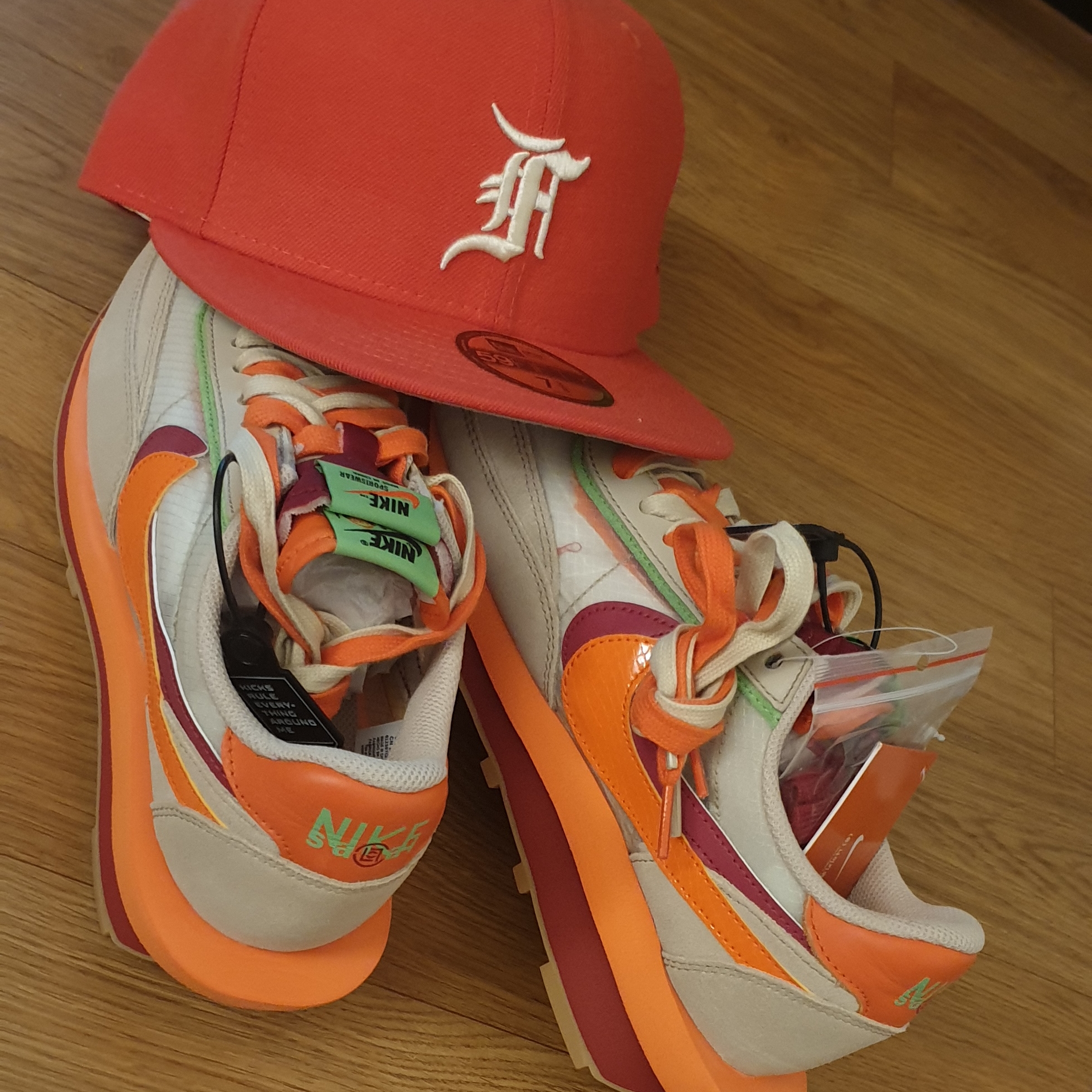 Nike x Sacai x Clot LDWaffle Orange Blaze 착용 스타일