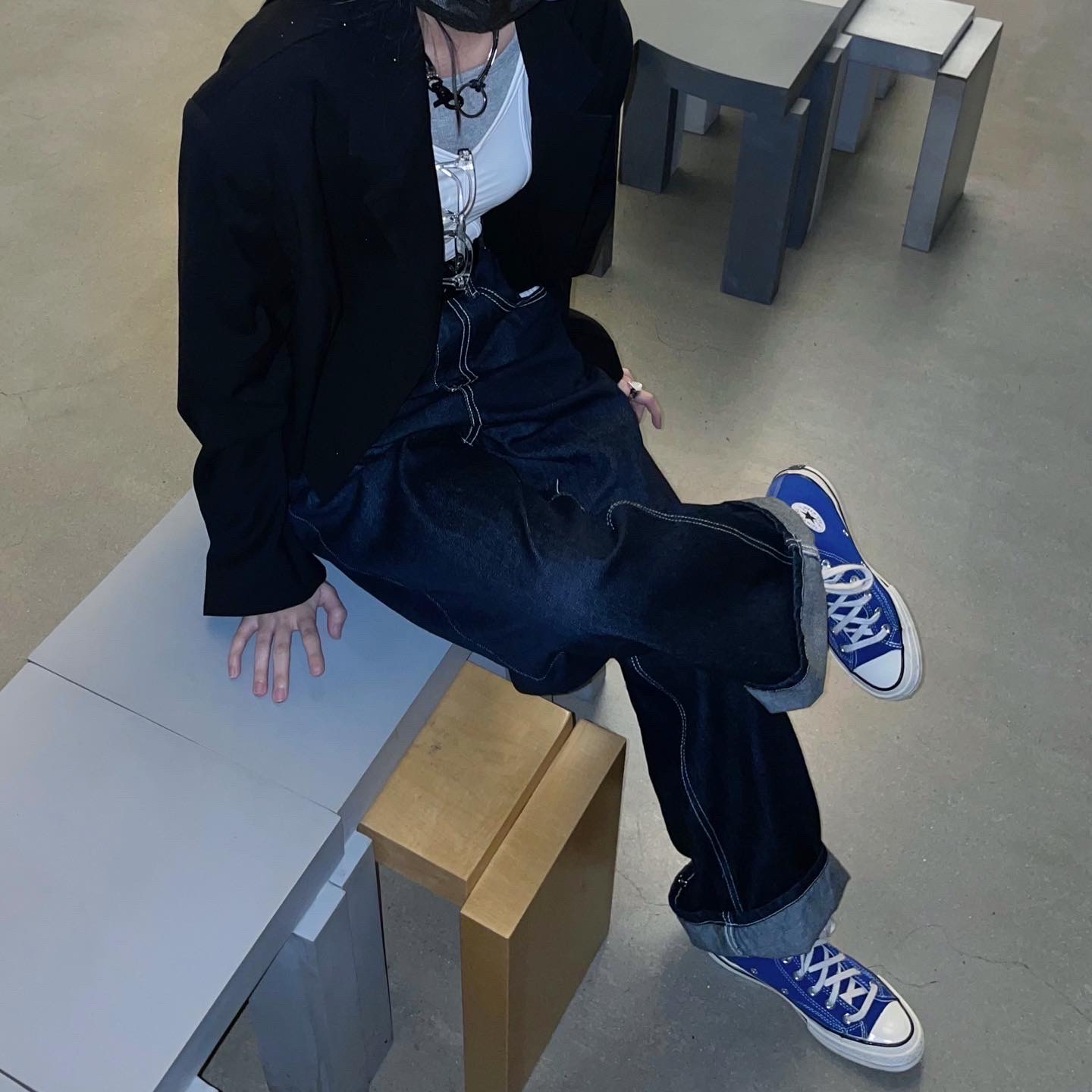 Converse Chuck 70 High Rush Blue 착용 스타일 - 2