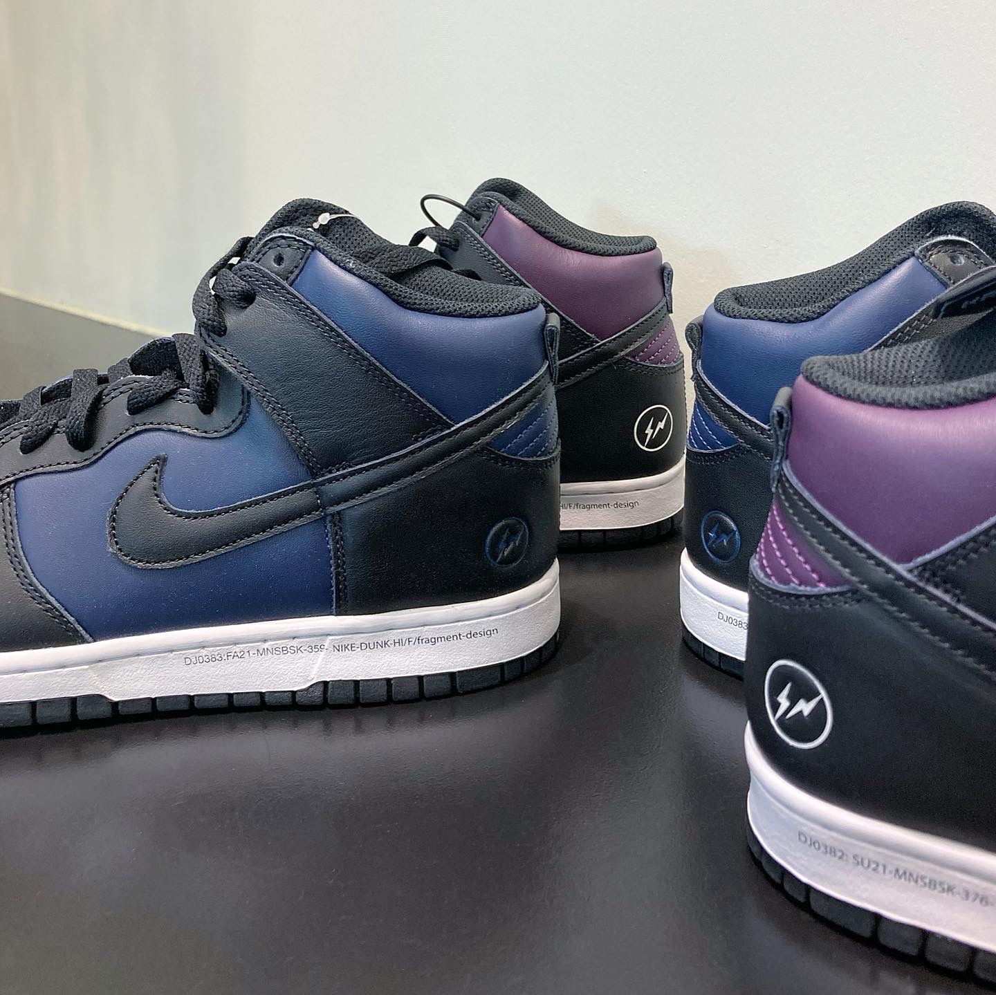 Nike x Fragment Dunk High Midnight Navy, Nike x Fragment Dunk High Black 착용 스타일 - 1