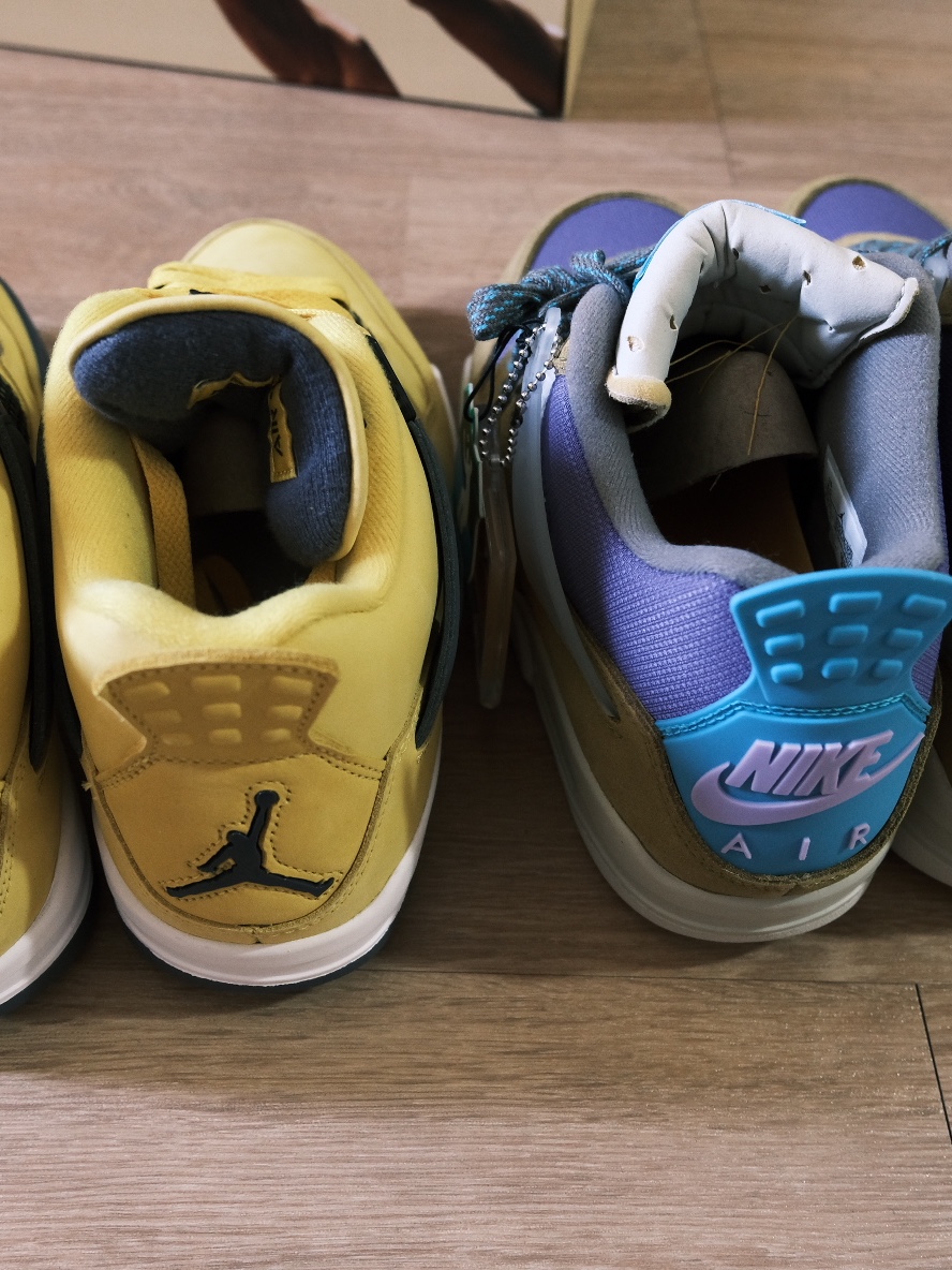 Jordan 4 Retro Tour Yellow, Jordan 4 x Union Retro SP Desert Moss 착용 스타일 - 1