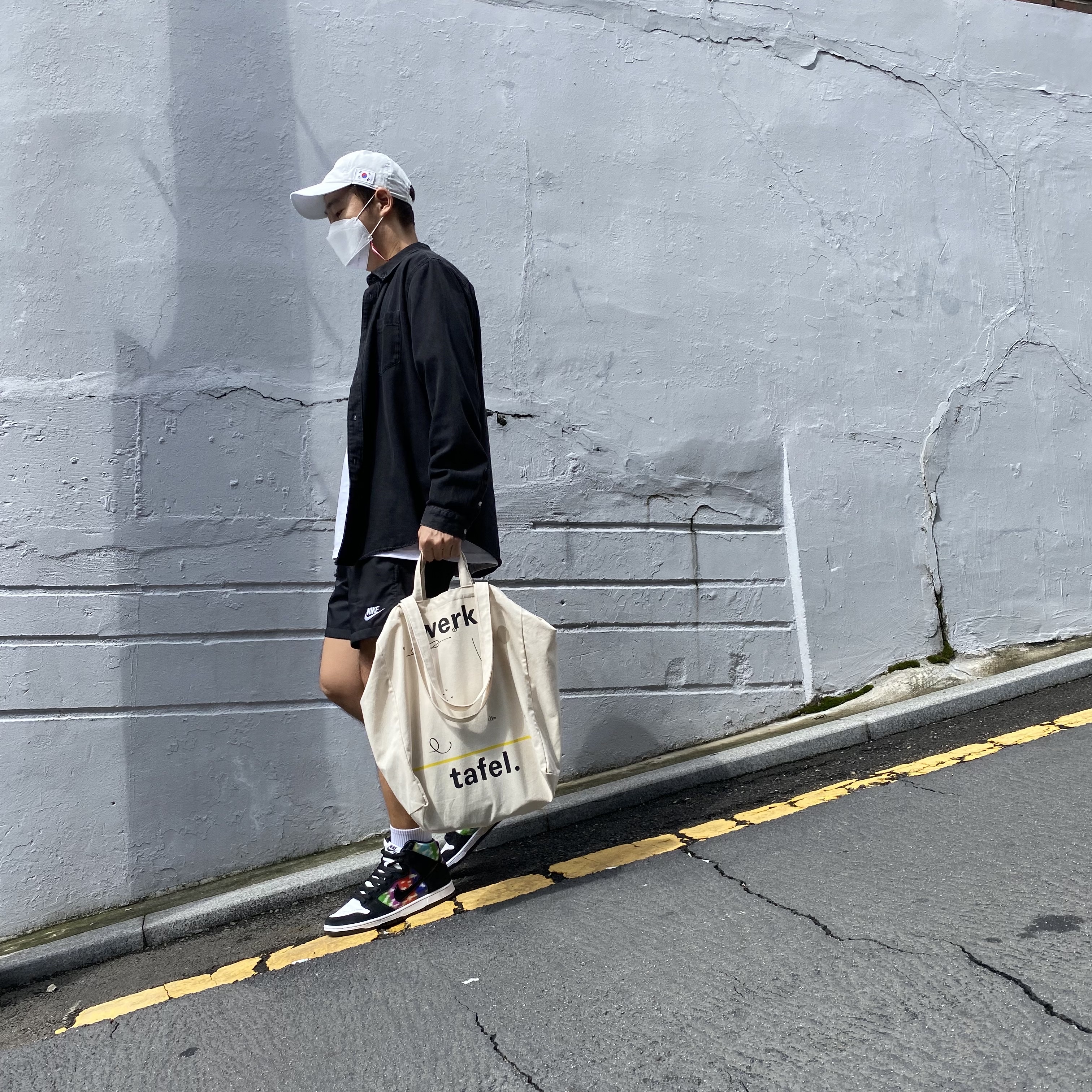 Nike H86 Korea Cap White, Nike SB Dunk High Pro Test Pattern 착용 스타일