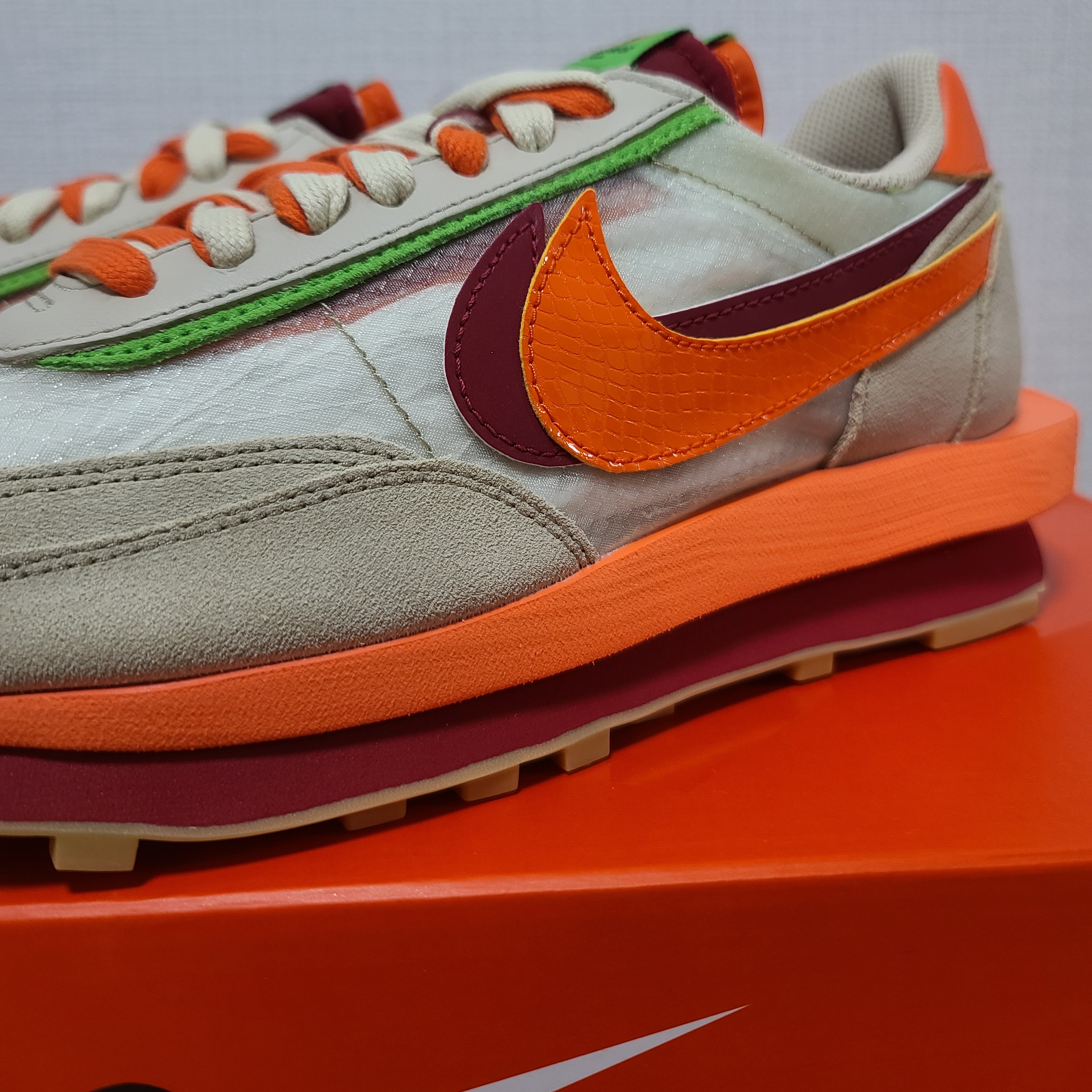 Nike x Sacai x Clot LDWaffle Orange Blaze 착용 스타일 - 1