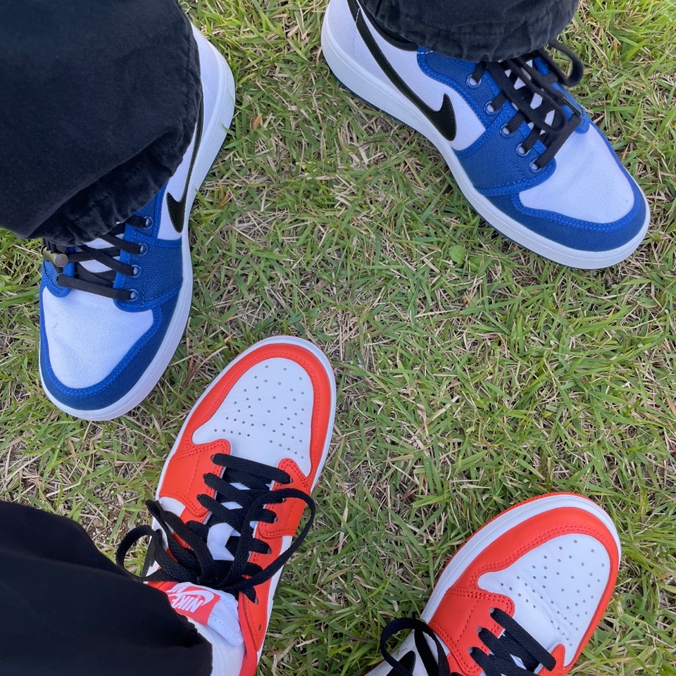 Jordan 1 KO Storm Blue, Jordan 1 Low OG Starfish 착용 스타일