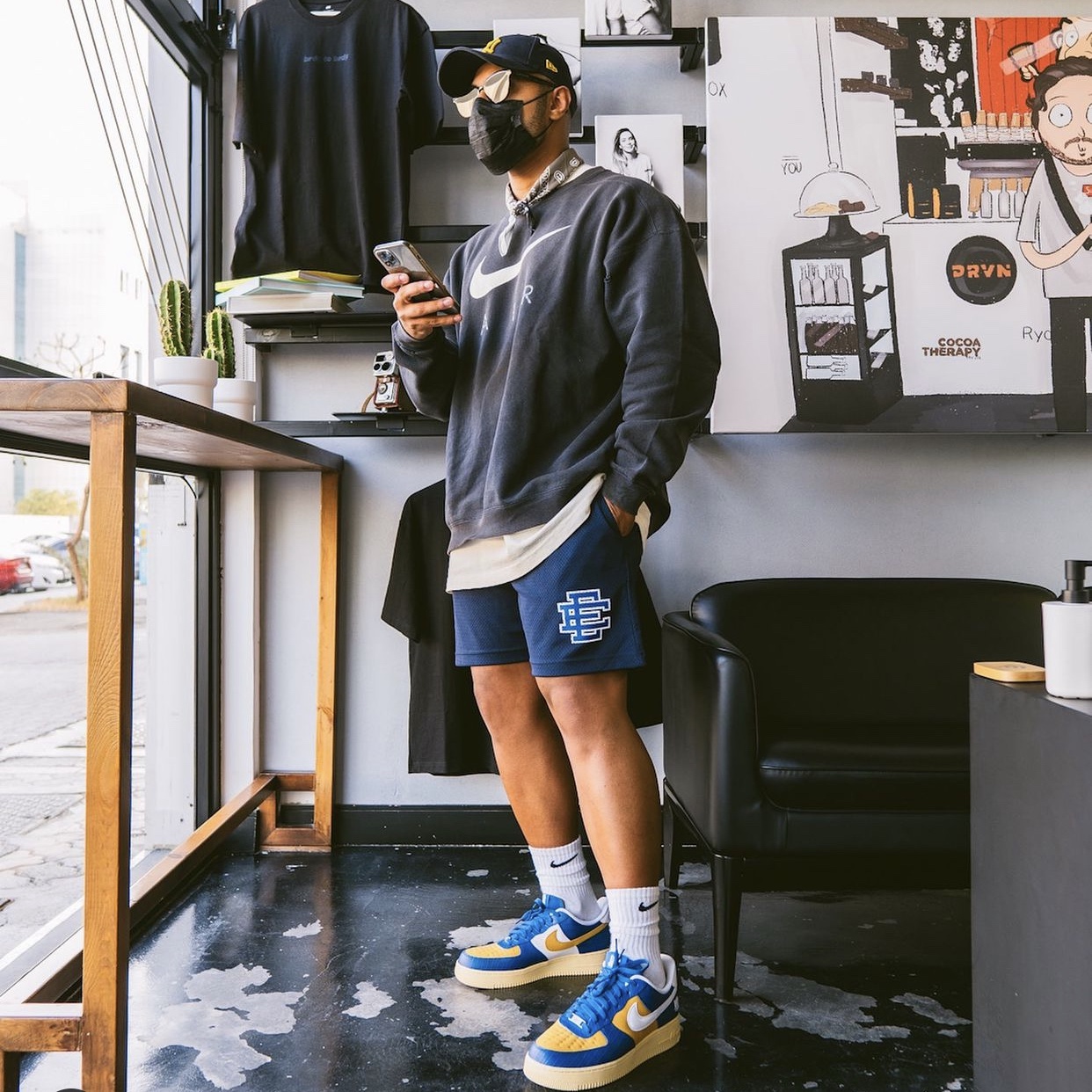 Nike x Undefeated Air Force 1 Low SP 5 On It Court Blue 착용 스타일 - 4