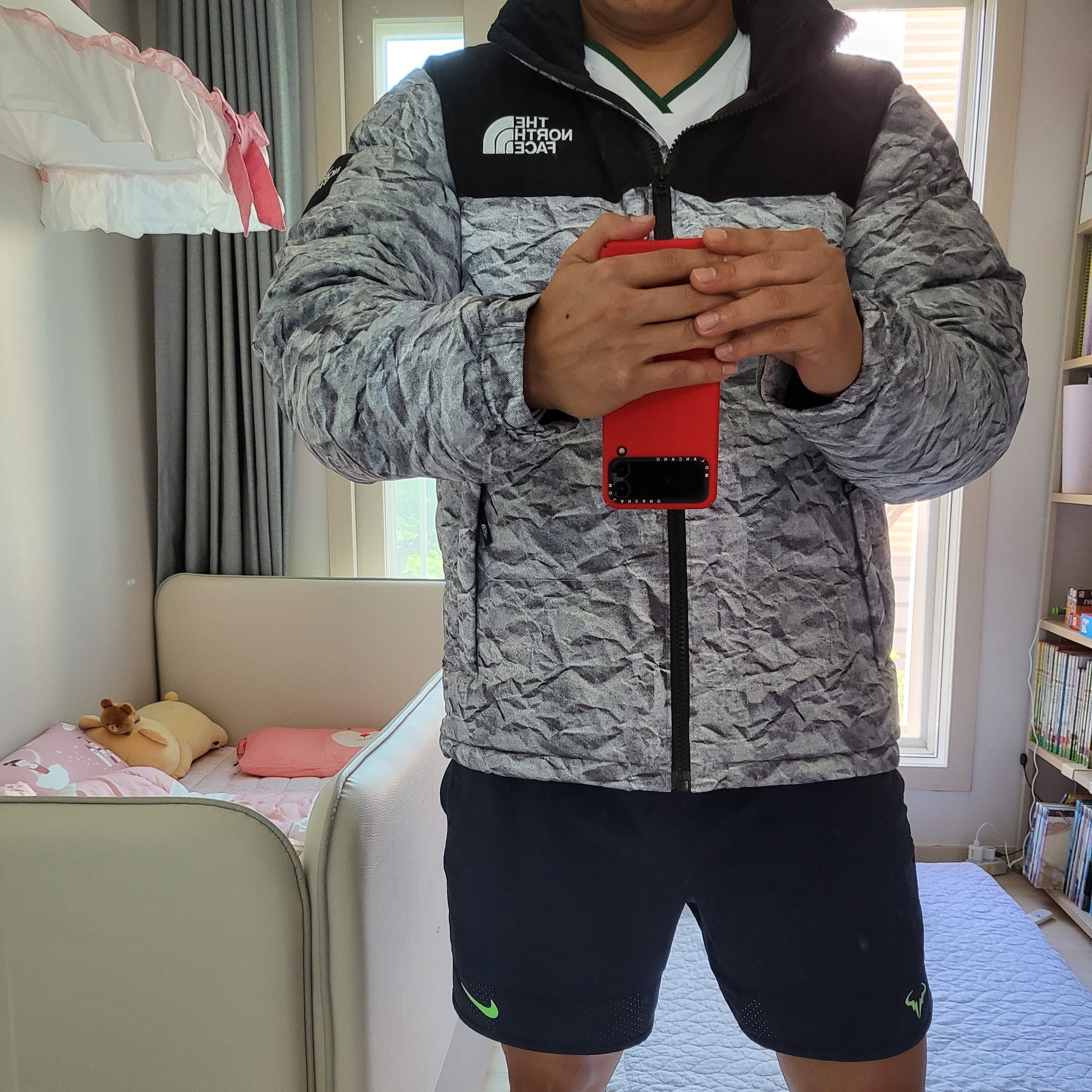 The North Face White Label Novelty Nuptse Down Jacket White 착용 스타일