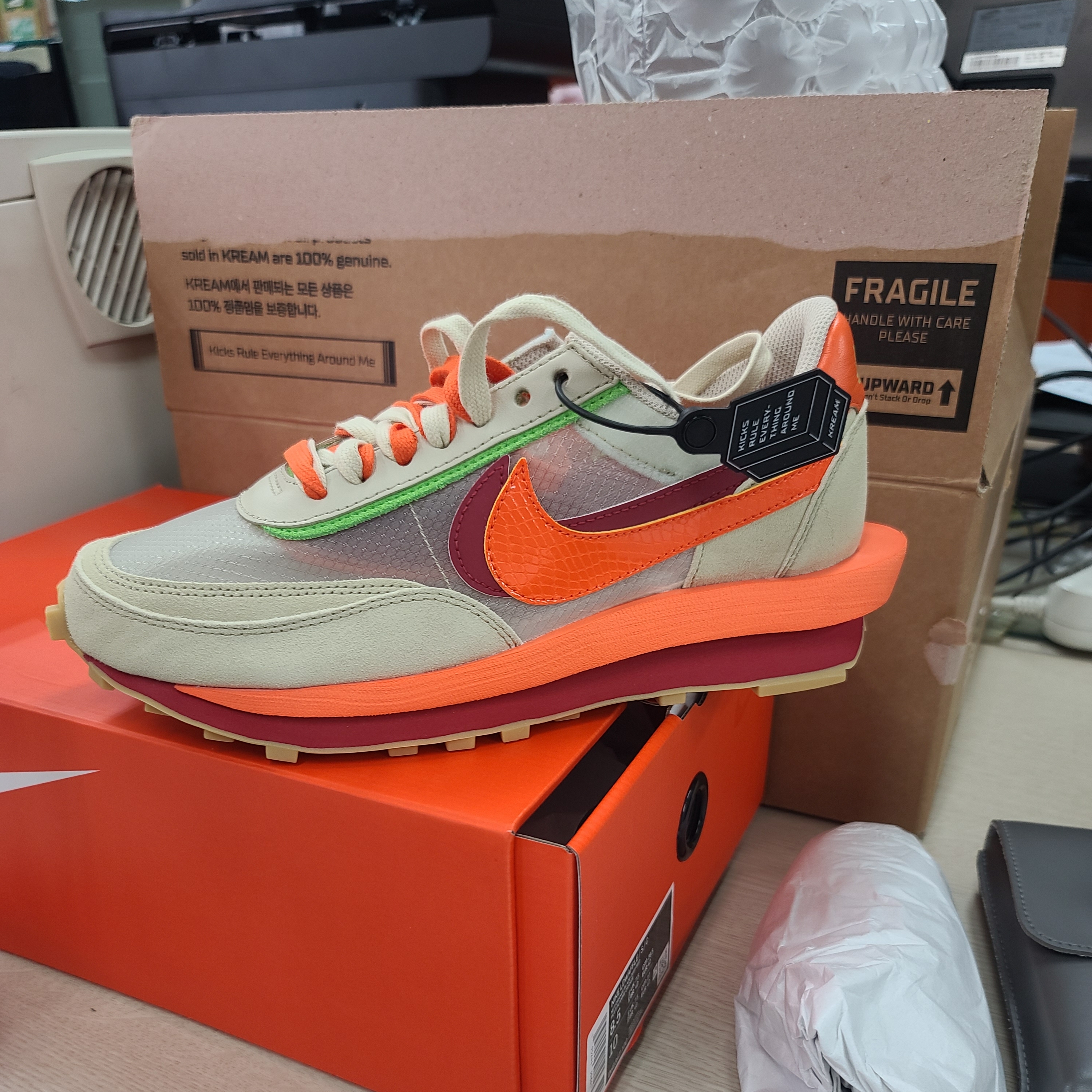 Nike x Sacai x Clot LDWaffle Orange Blaze 착용 스타일