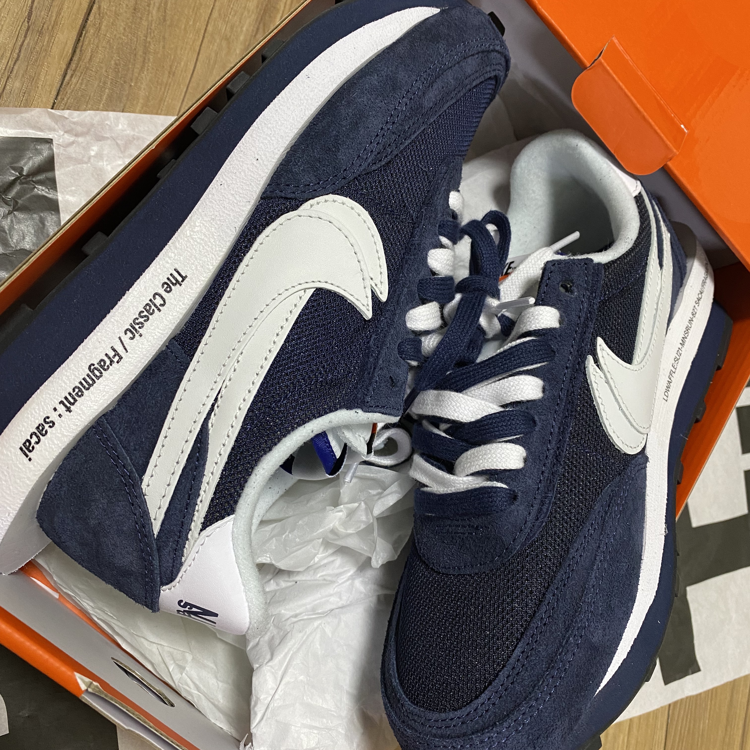 Nike x Sacai x Fragment LDWaffle Blackened Blue 착용 스타일 - 3