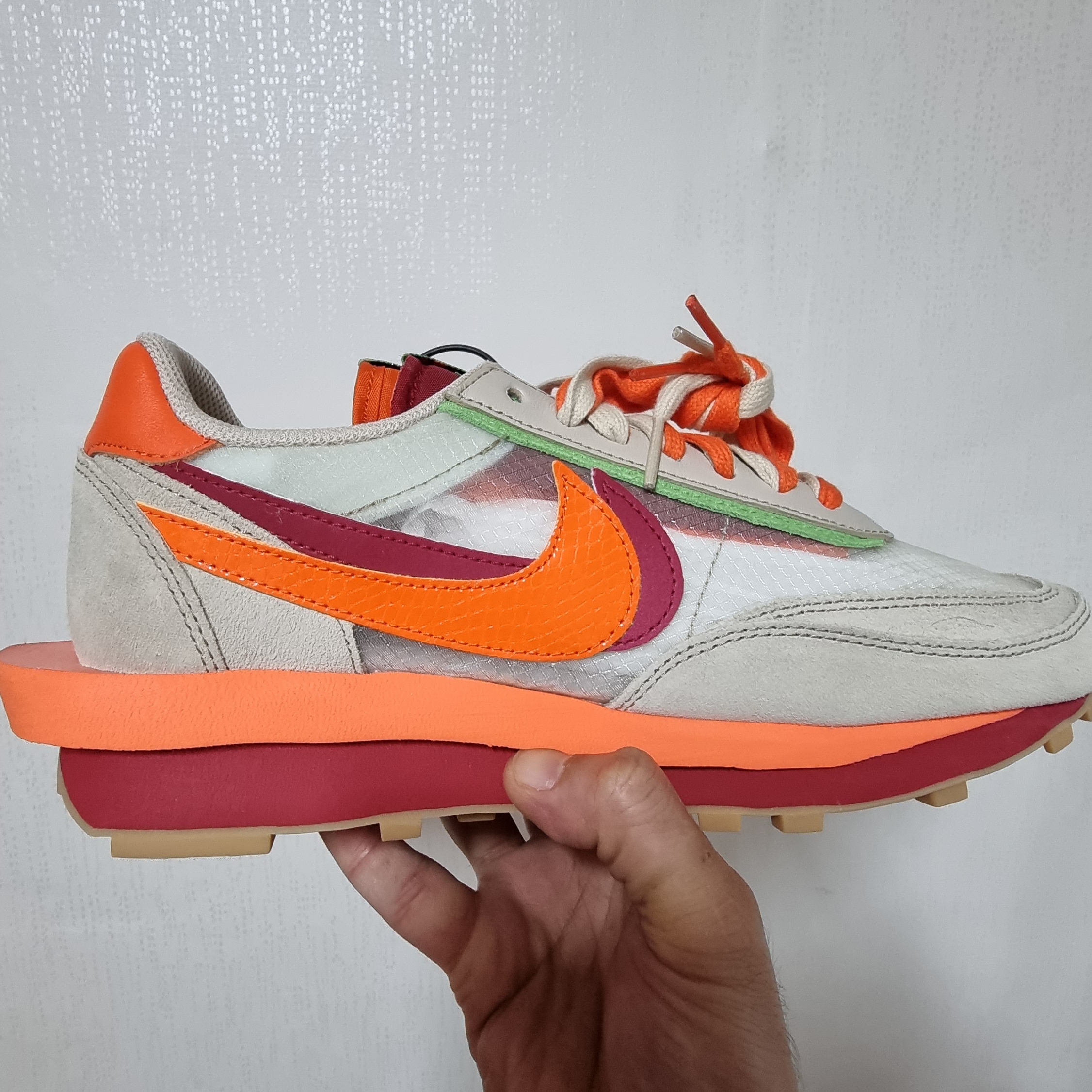 Nike x Sacai x Clot LDWaffle Orange Blaze 착용 스타일 - 3