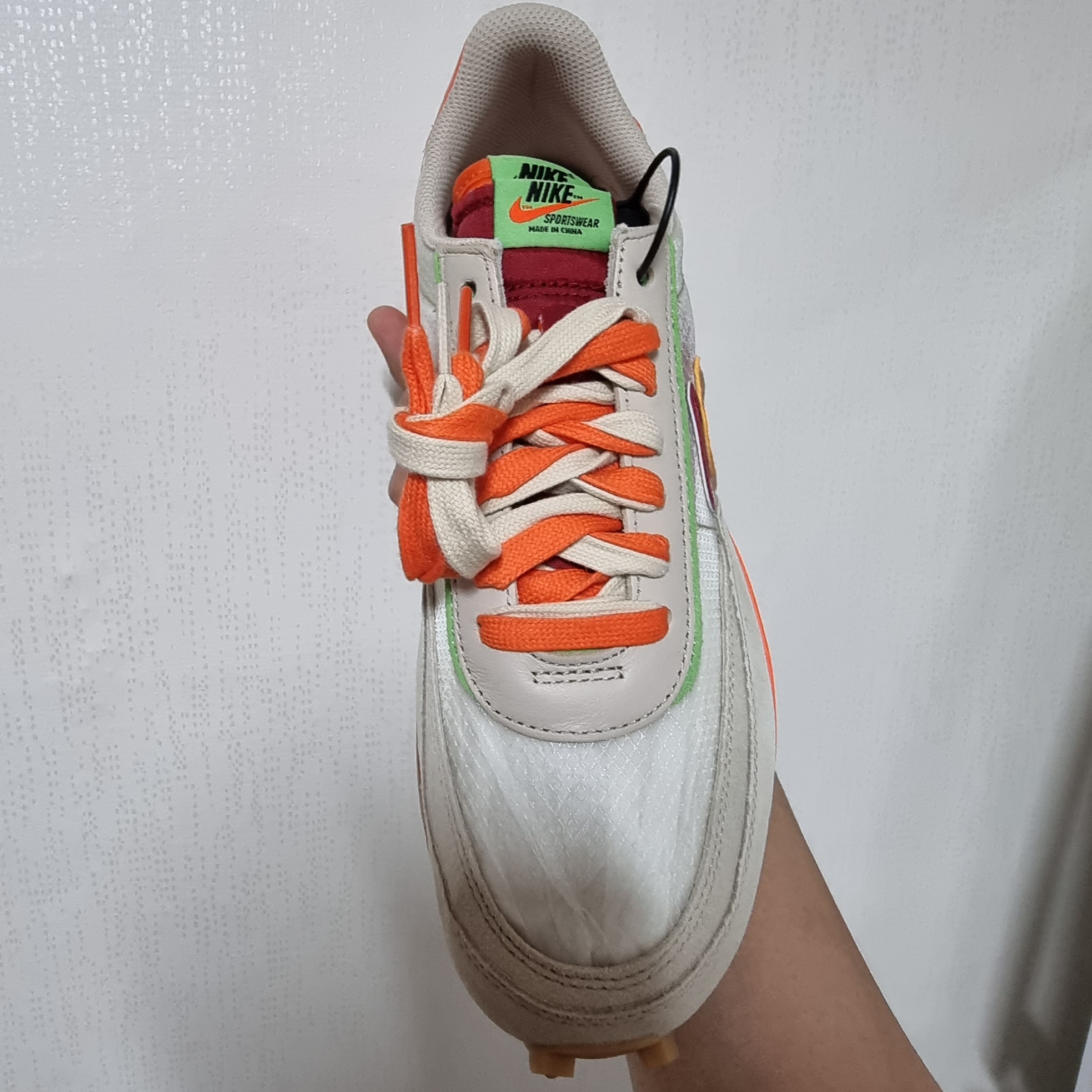 Nike x Sacai x Clot LDWaffle Orange Blaze 착용 스타일 - 2