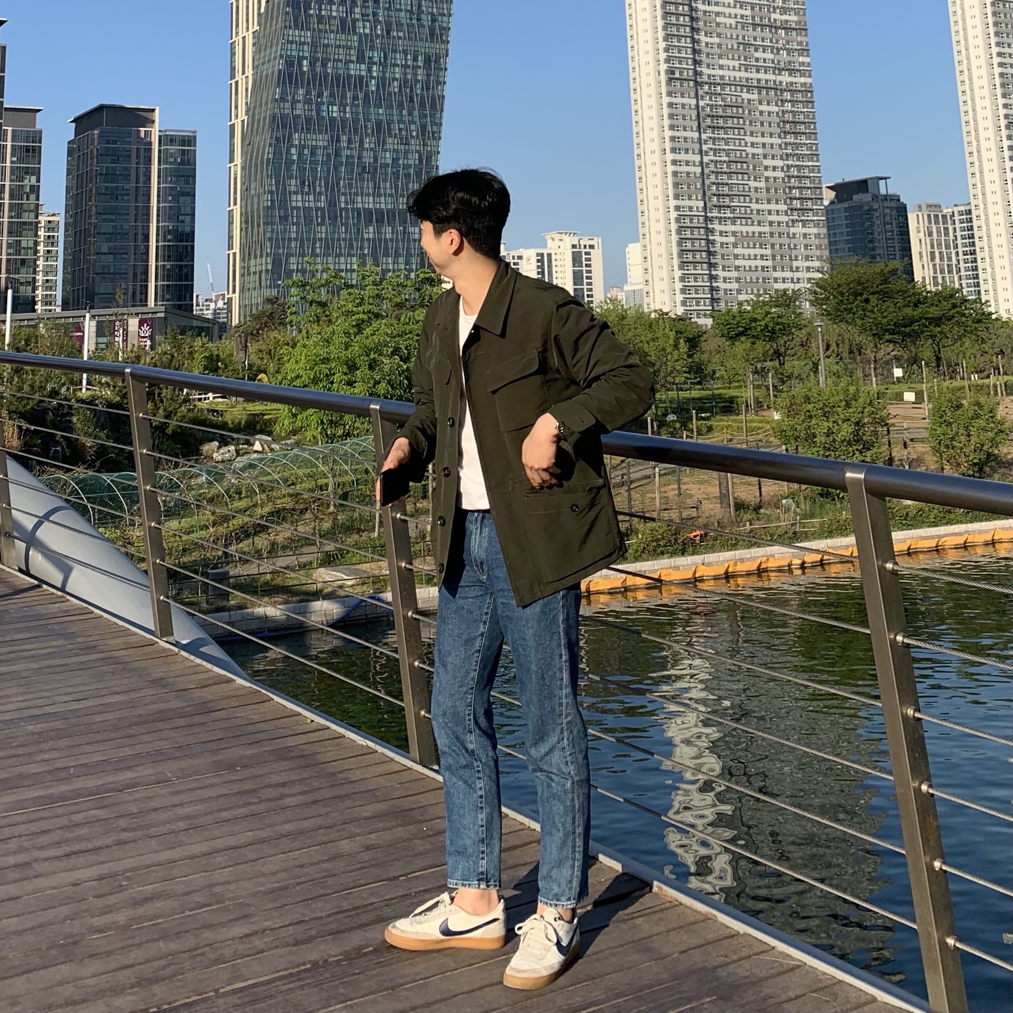 Nike x J.Crew Killshot 2 Sail Midnight Navy 착용 스타일