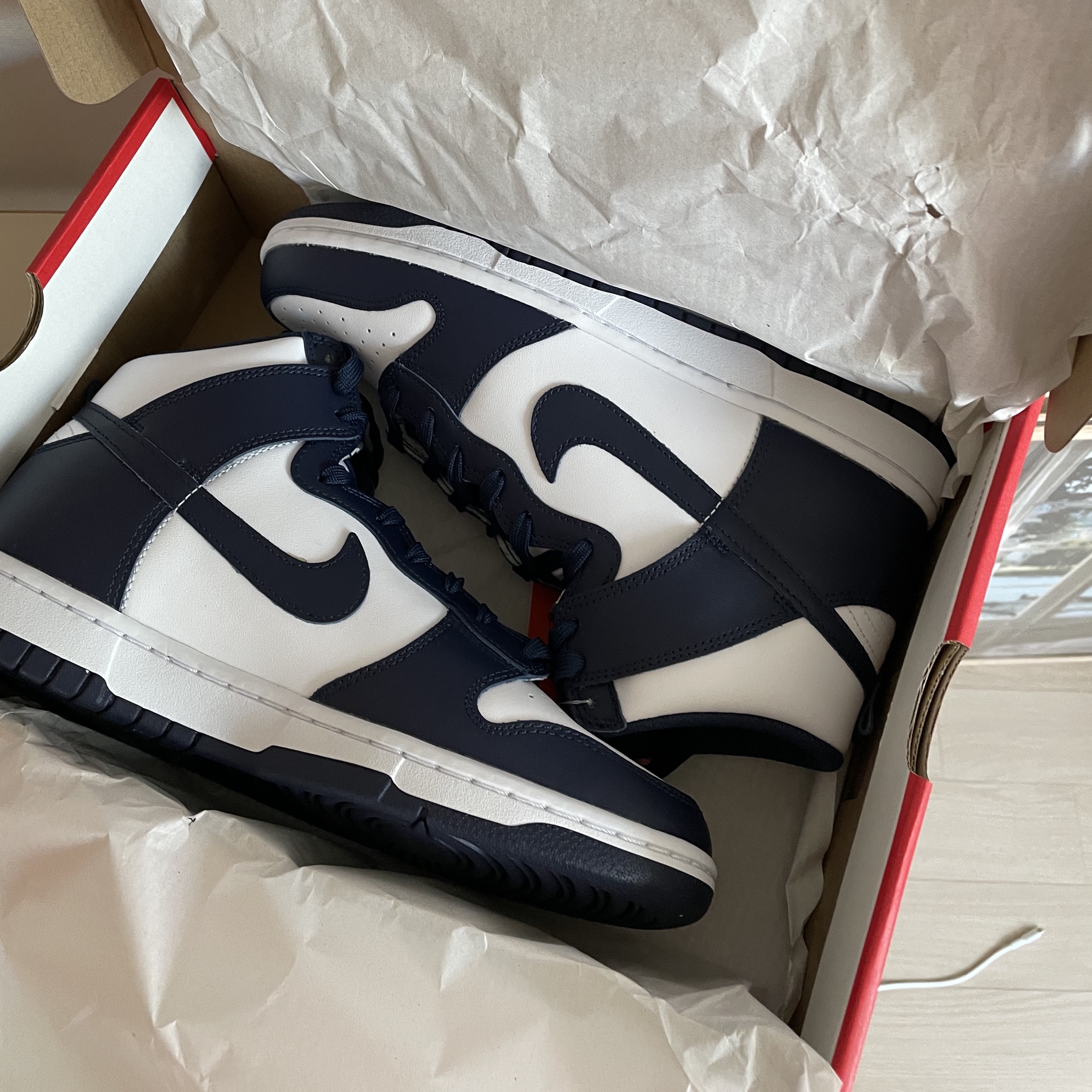 Nike Dunk High Retro Championship Navy 착용 스타일 - 1