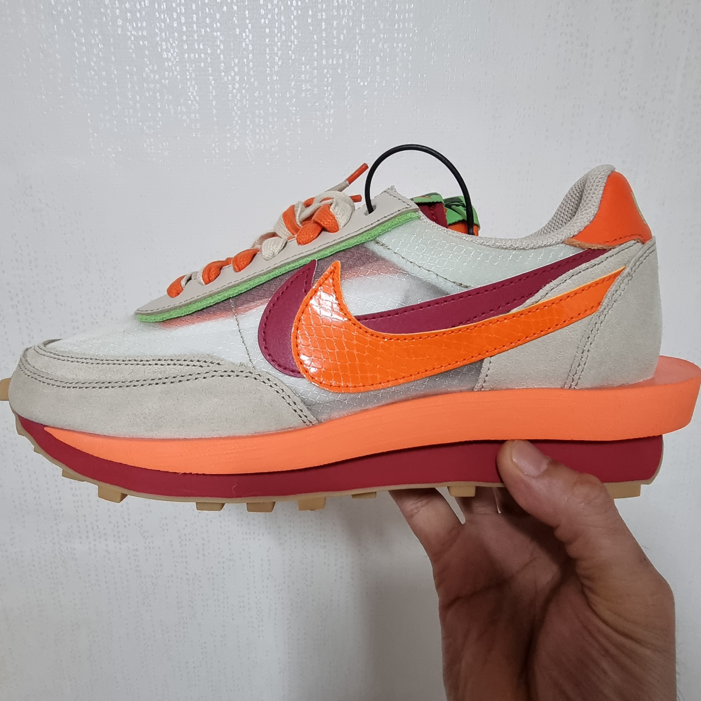 Nike x Sacai x Clot LDWaffle Orange Blaze 착용 스타일 - 1