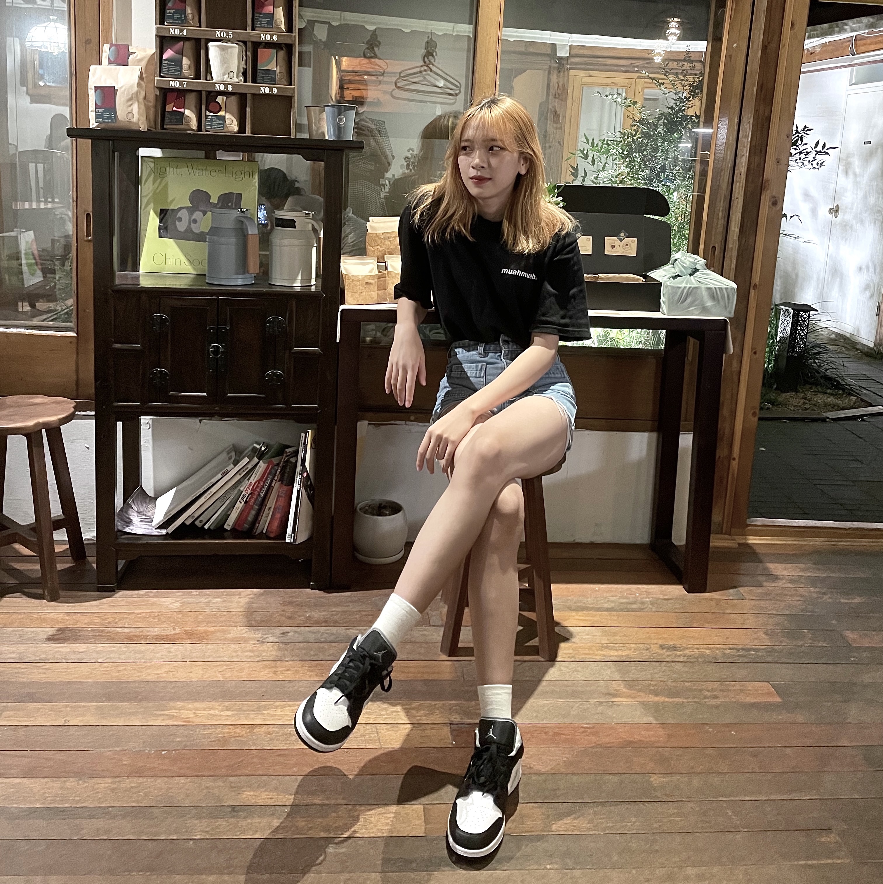 (GS) Jordan 1 Low Black Particle Grey 착용 스타일