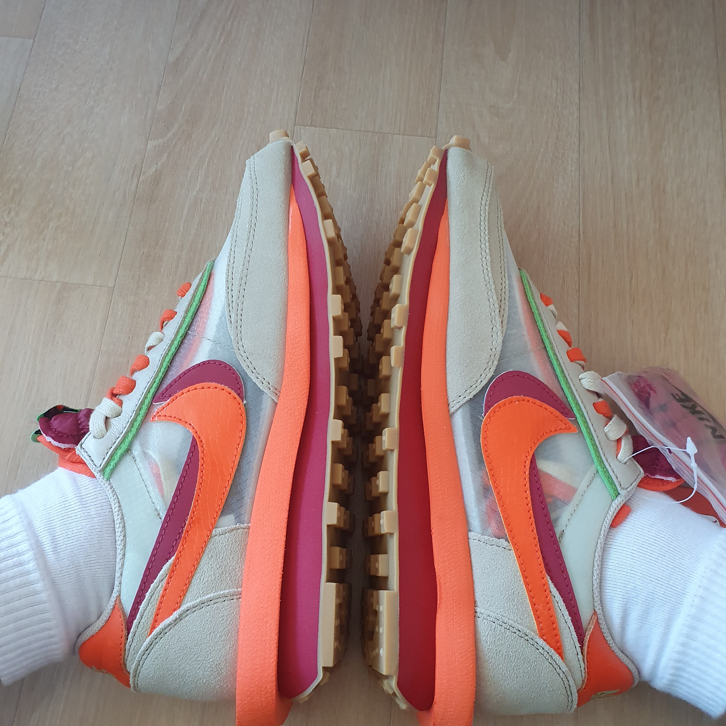 Nike x Sacai x Clot LDWaffle Orange Blaze 착용 스타일
