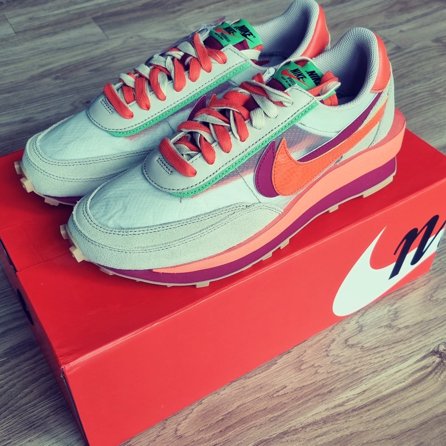 Nike x Sacai x Clot LDWaffle Orange Blaze 착용 스타일