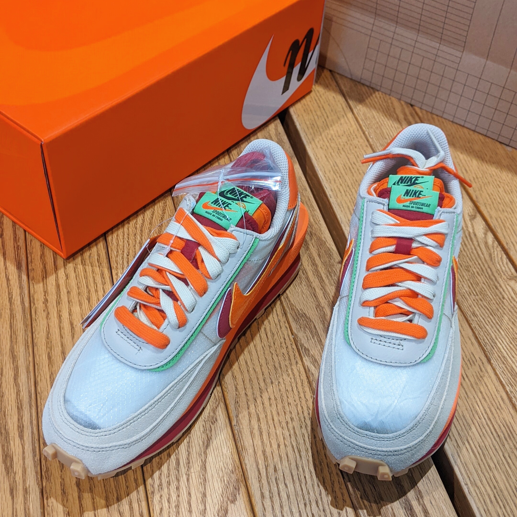 Nike x Sacai x Clot LDWaffle Orange Blaze 착용 스타일