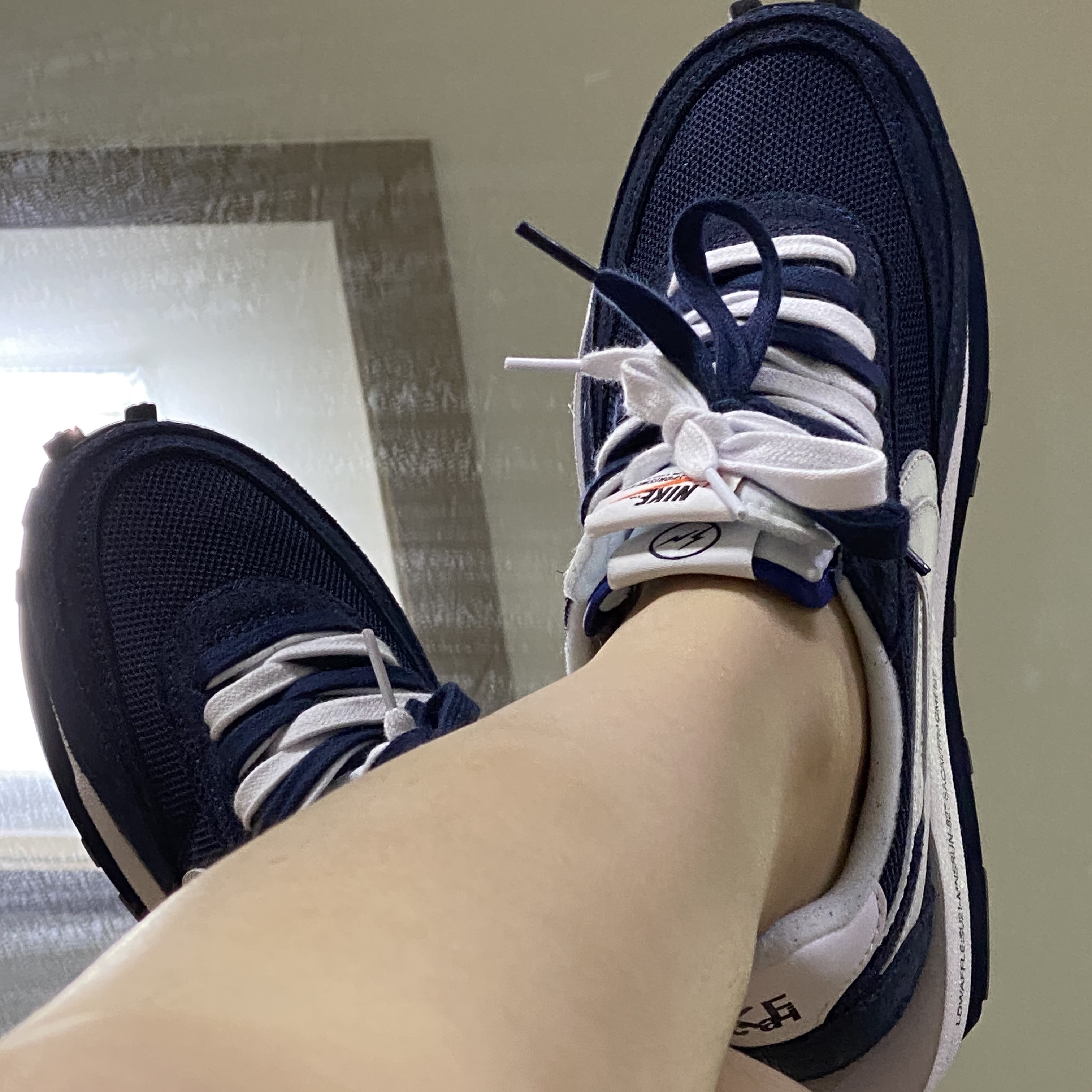 Nike x Sacai x Fragment LDWaffle Blackened Blue 착용 스타일 - 1