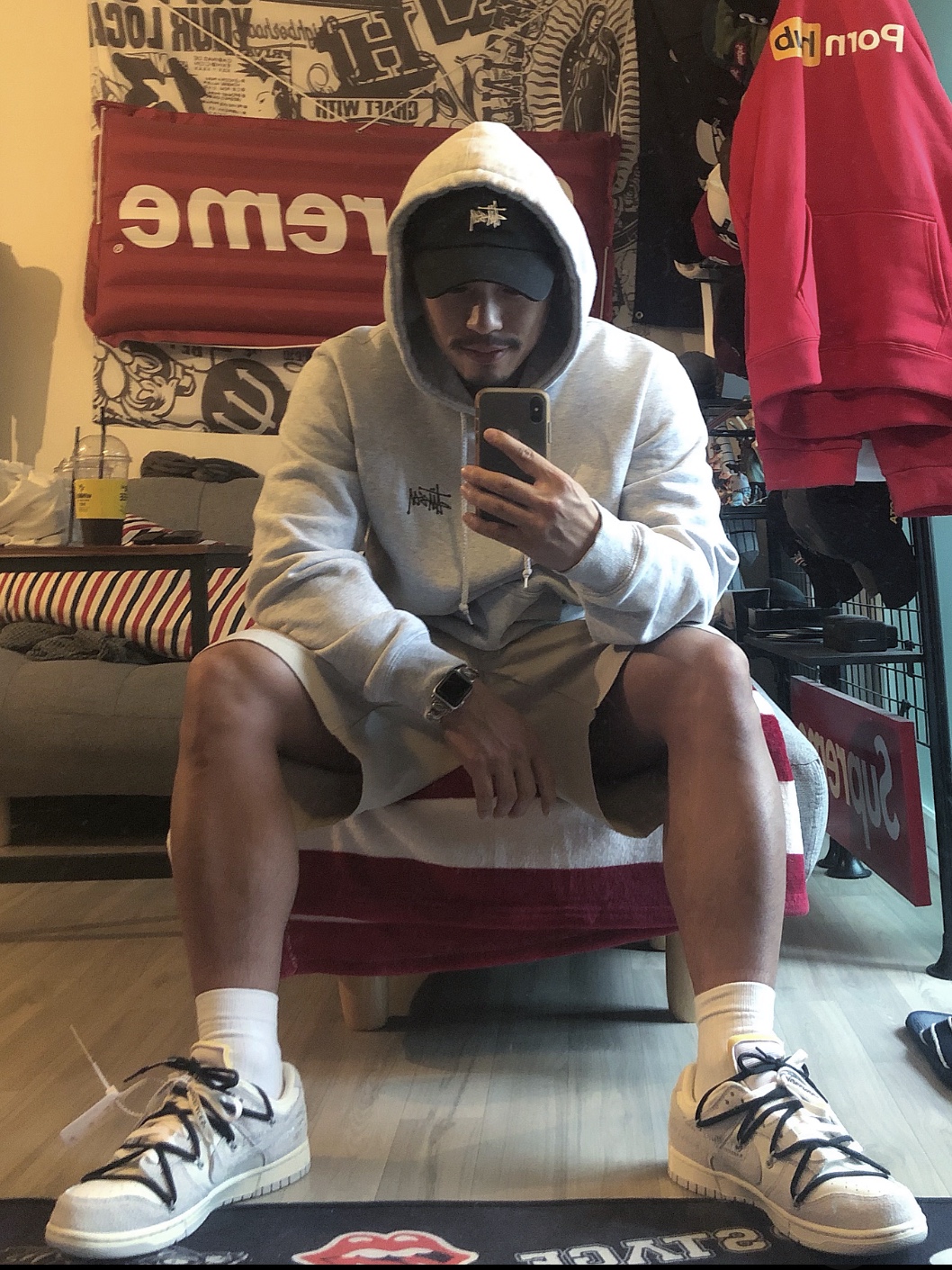 Stussy Stock Low Pro Cap Black, Stussy Basic Stussy Hoodie Ash Heather 2021 착용 스타일