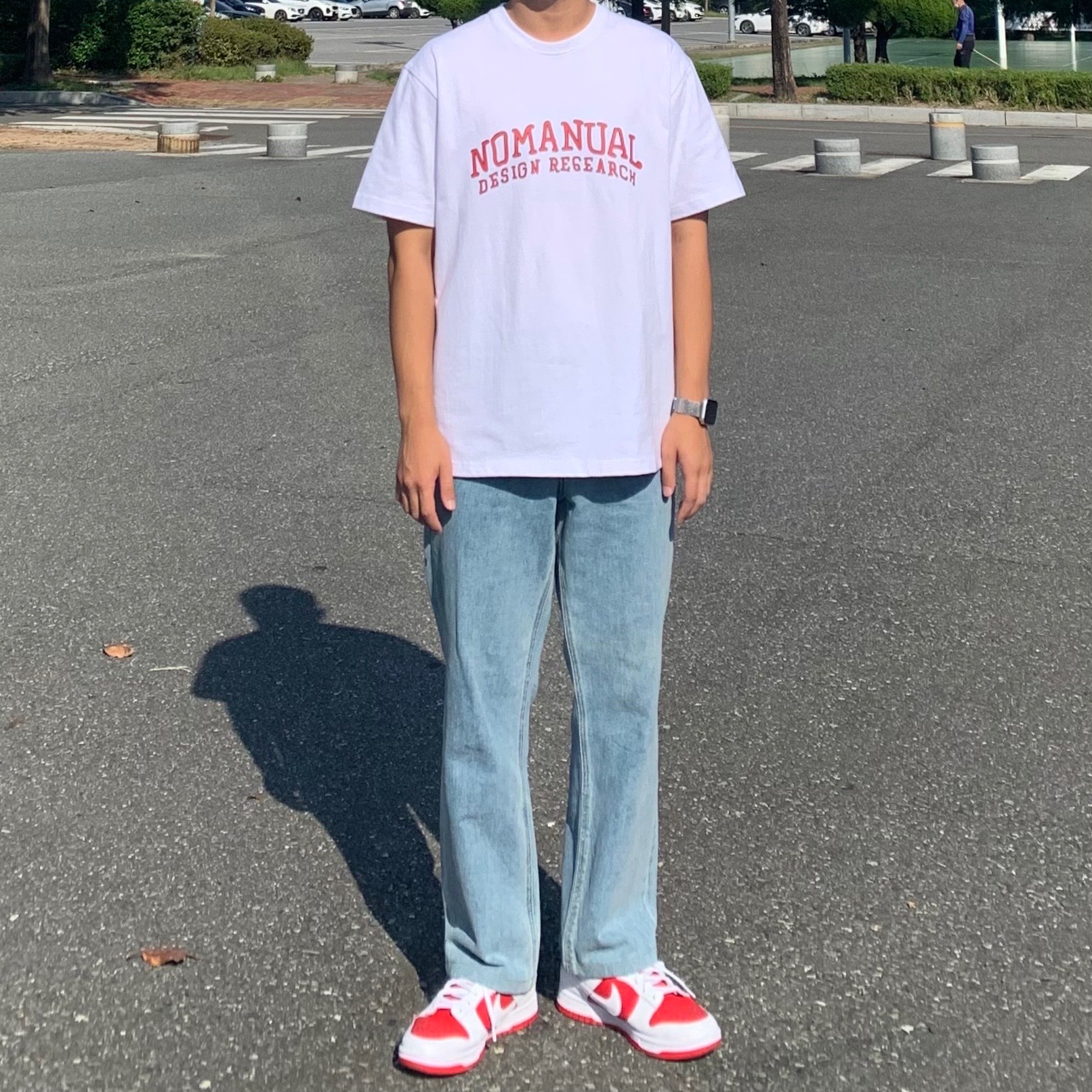 Nike Dunk Low Retro Championship Red 착용 스타일