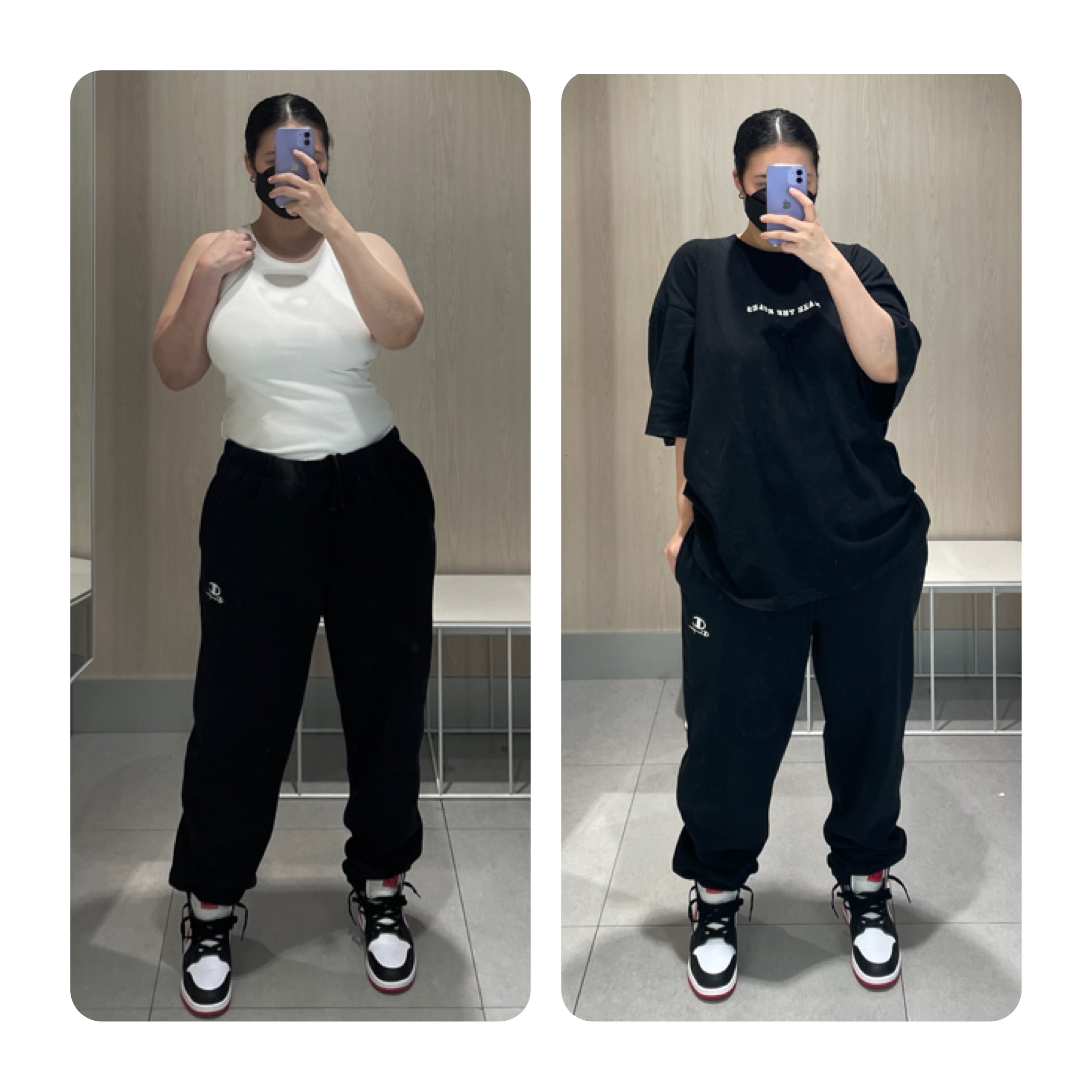 (GS) Jordan 1 Mid Gym Red Black White 착용 스타일