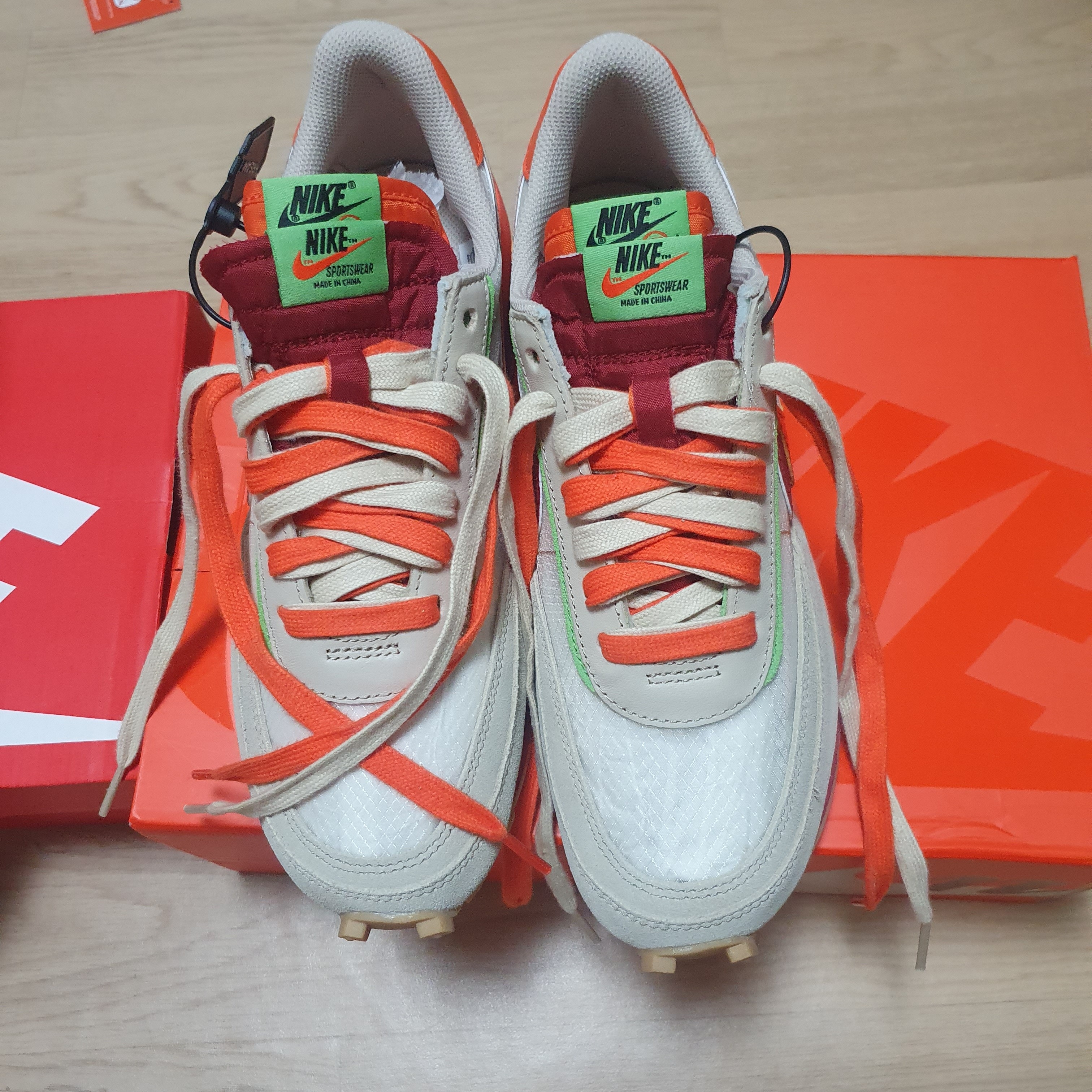 Nike x Sacai x Clot LDWaffle Orange Blaze 착용 스타일 - 3