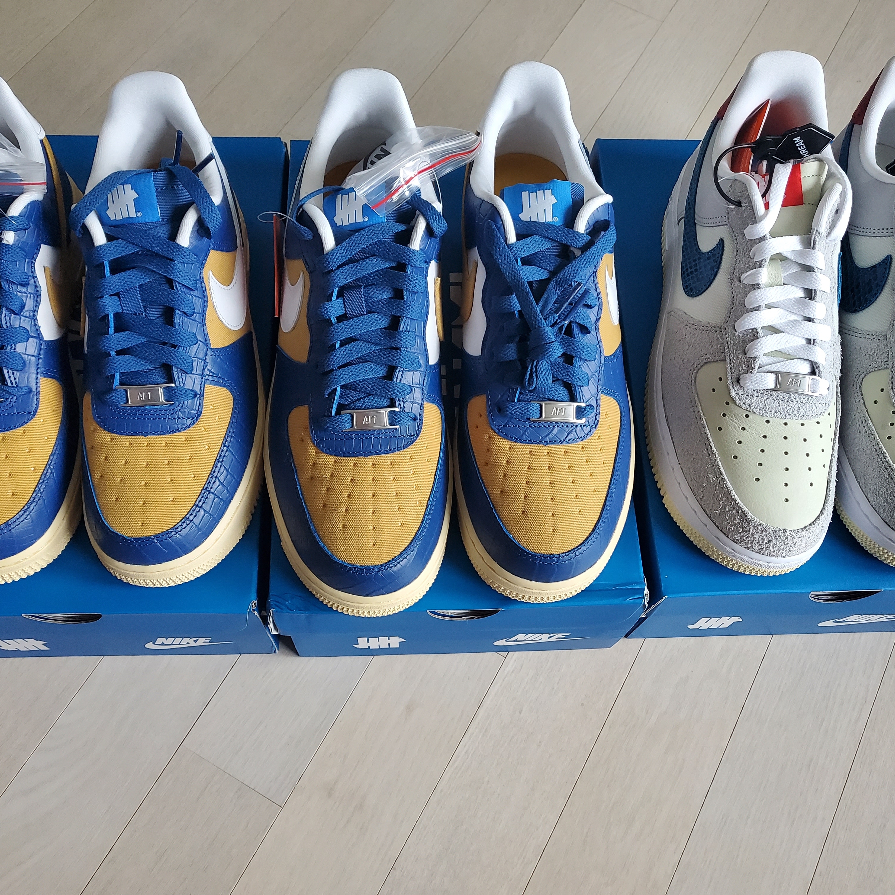 Nike x Undefeated Air Force 1 Low SP 5 On It, Nike x Undefeated Air Force 1 Low SP 5 On It Court Blue 착용 스타일